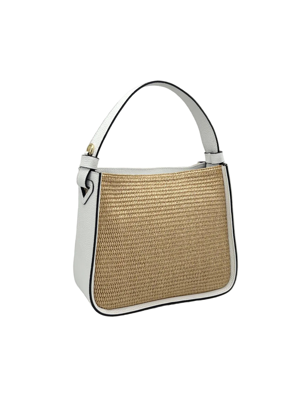 Summer collection, Genuine Leather and Raffia Straw Handbag, Made in Italy, art. 112564New