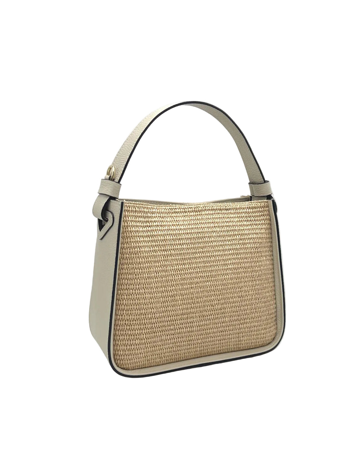 Summer collection, Genuine Leather and Raffia Straw Handbag, Made in Italy, art. 112564New