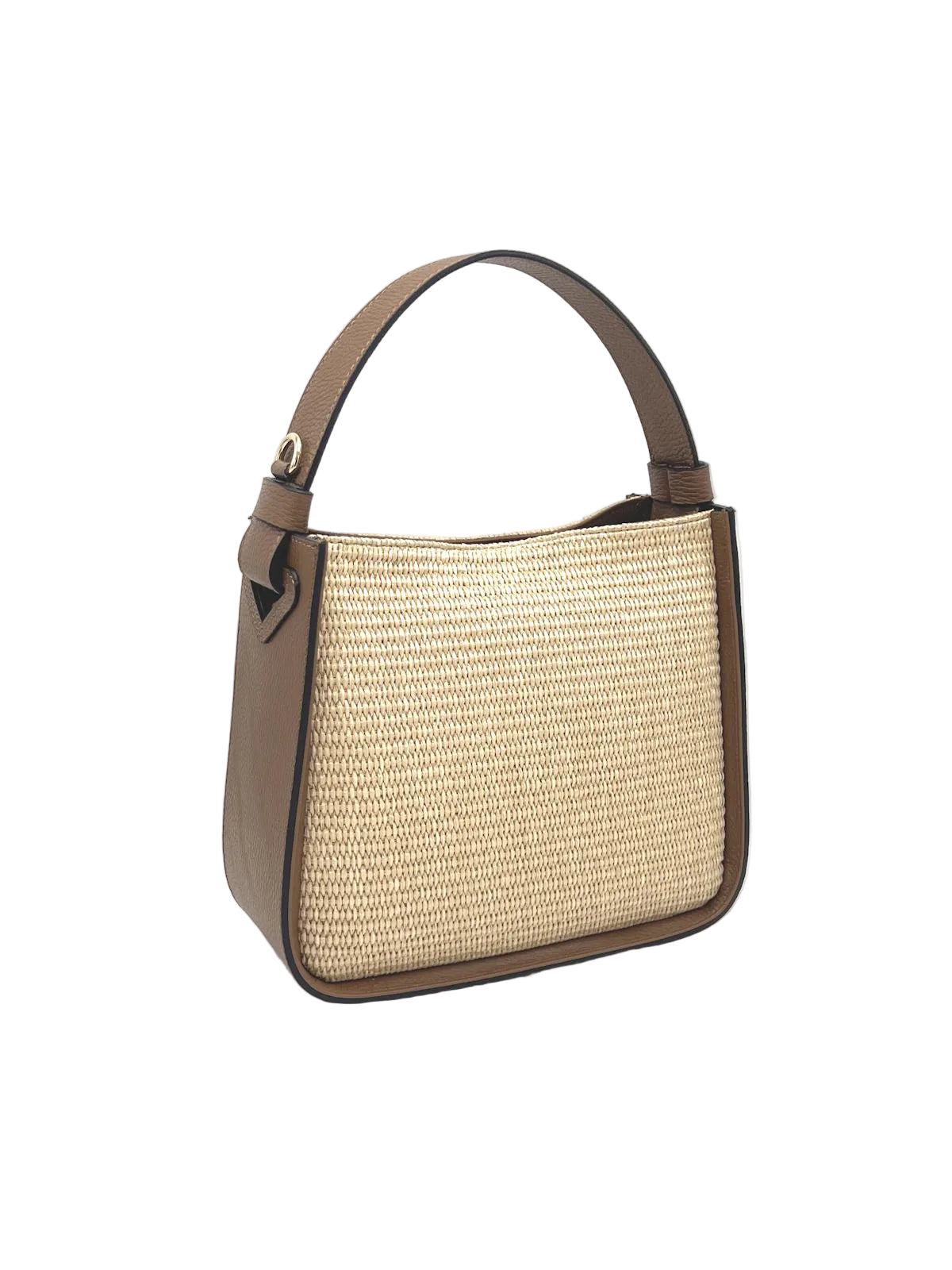 Summer collection, Genuine Leather and Raffia Straw Handbag, Made in Italy, art. 112564New