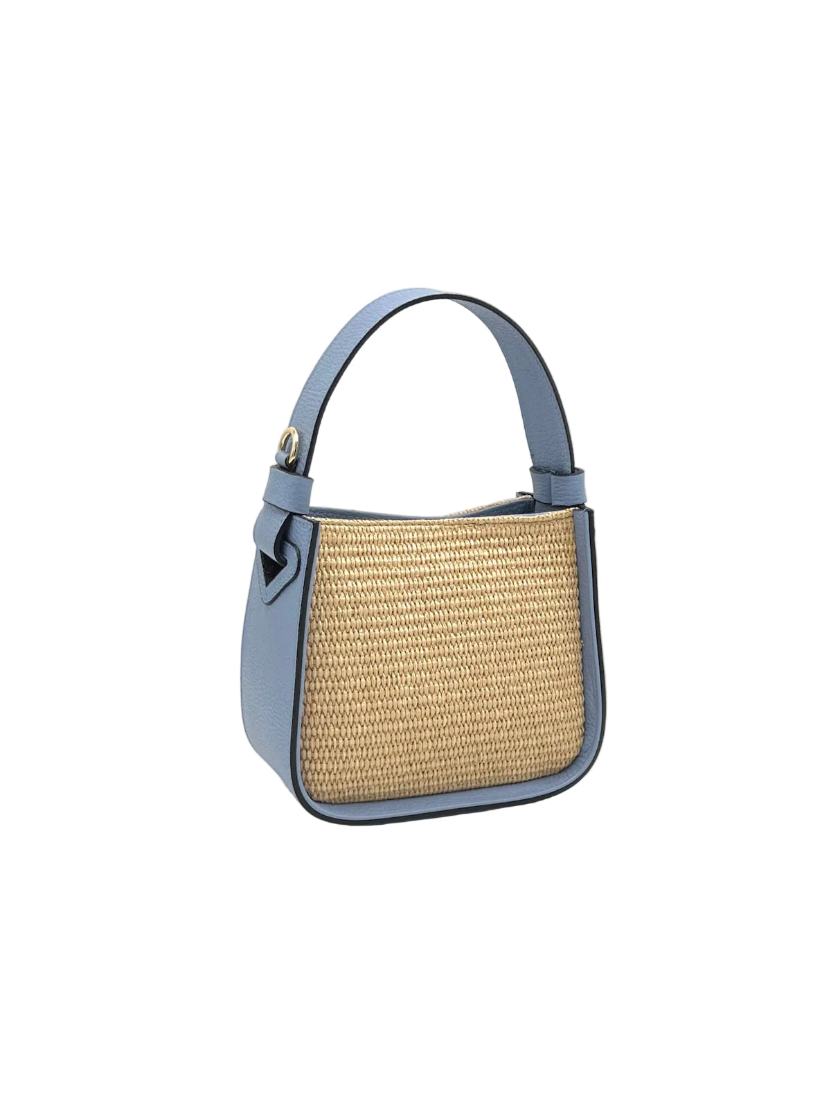 Summer Collection, Small Leather and Straw Shoulder bag, Made in Italy, art. 112563New