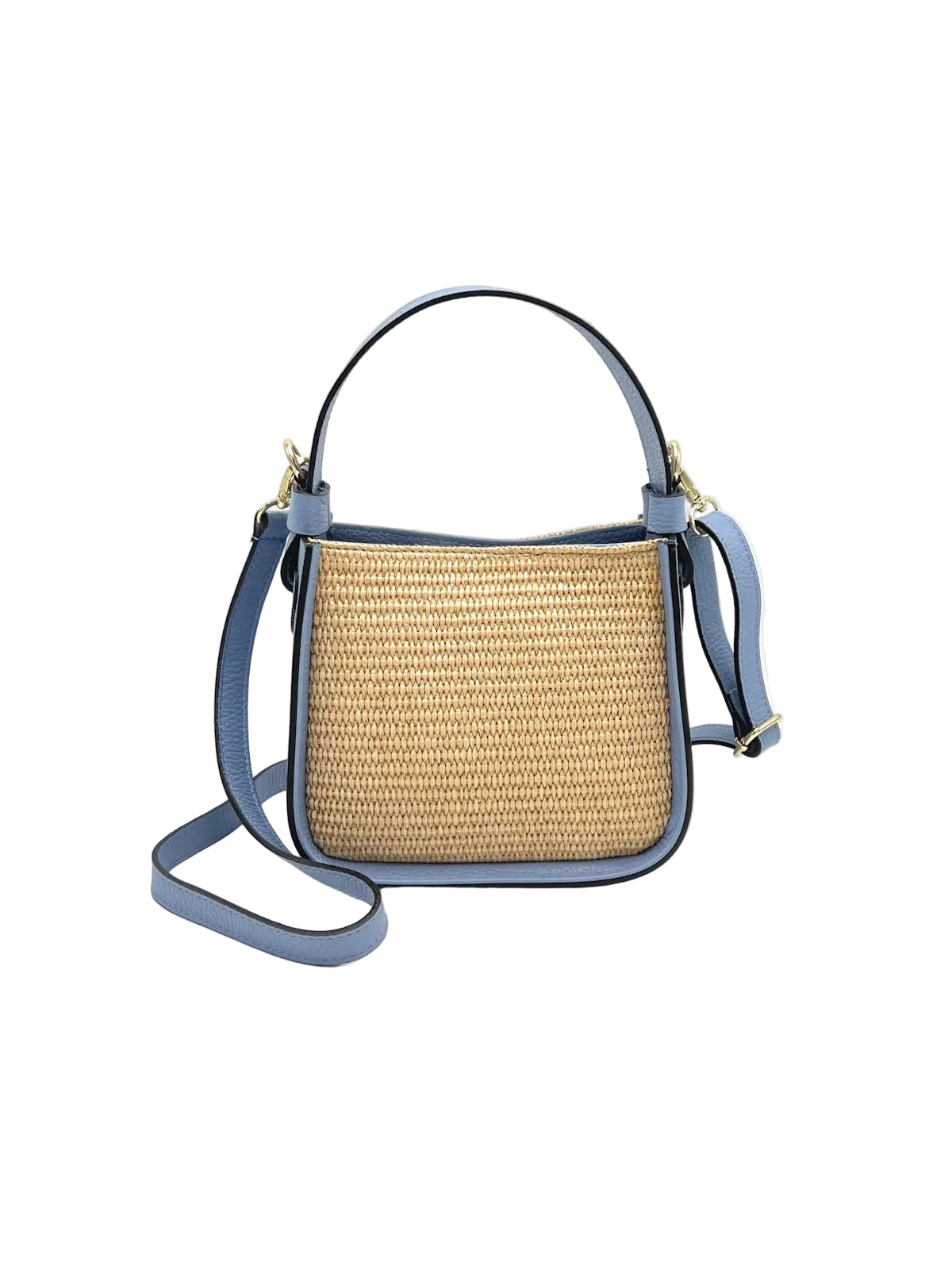 Summer Collection, Small Leather and Straw Shoulder bag, Made in Italy, art. 112563New