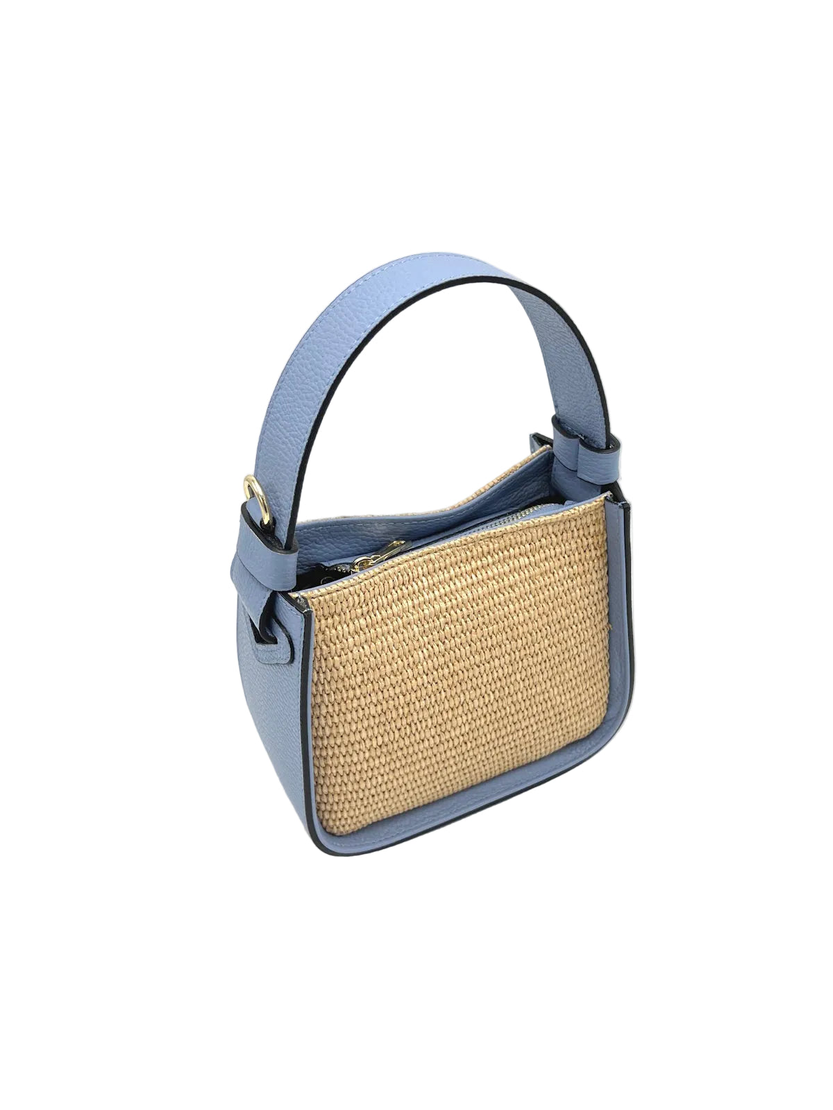 Summer Collection, Small Leather and Straw Shoulder bag, Made in Italy, art. 112563New