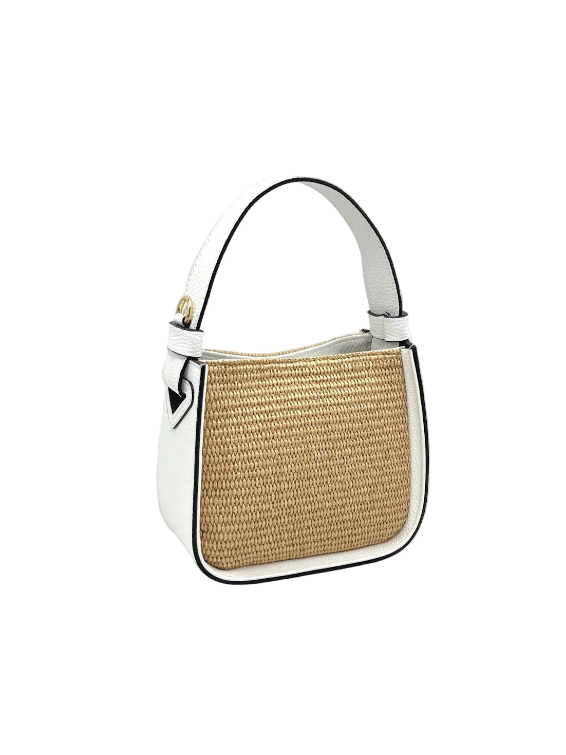 Summer Collection, Small Leather and Straw Shoulder bag, Made in Italy, art. 112563New