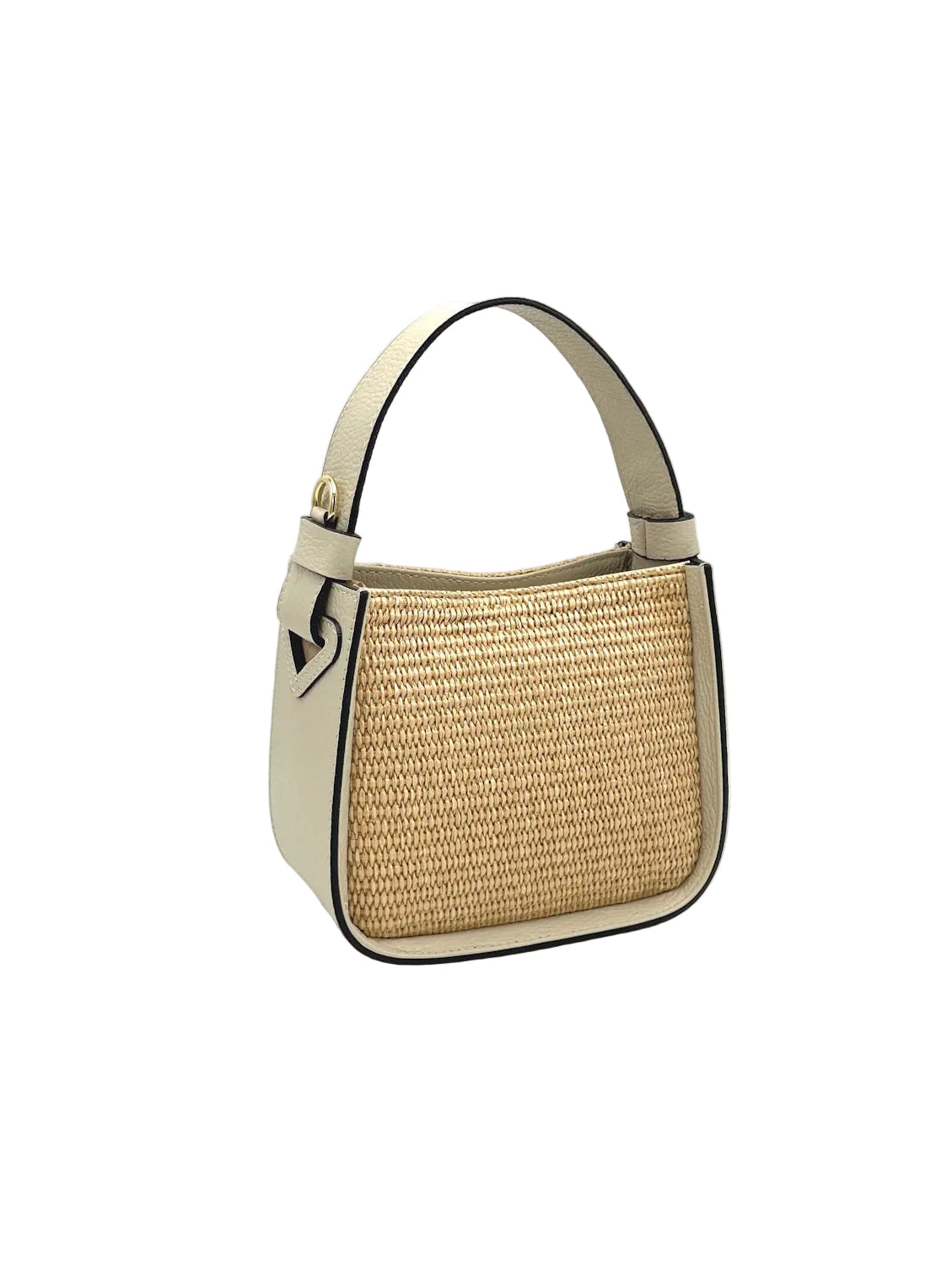 Summer Collection, Small Leather and Straw Shoulder bag, Made in Italy, art. 112563New