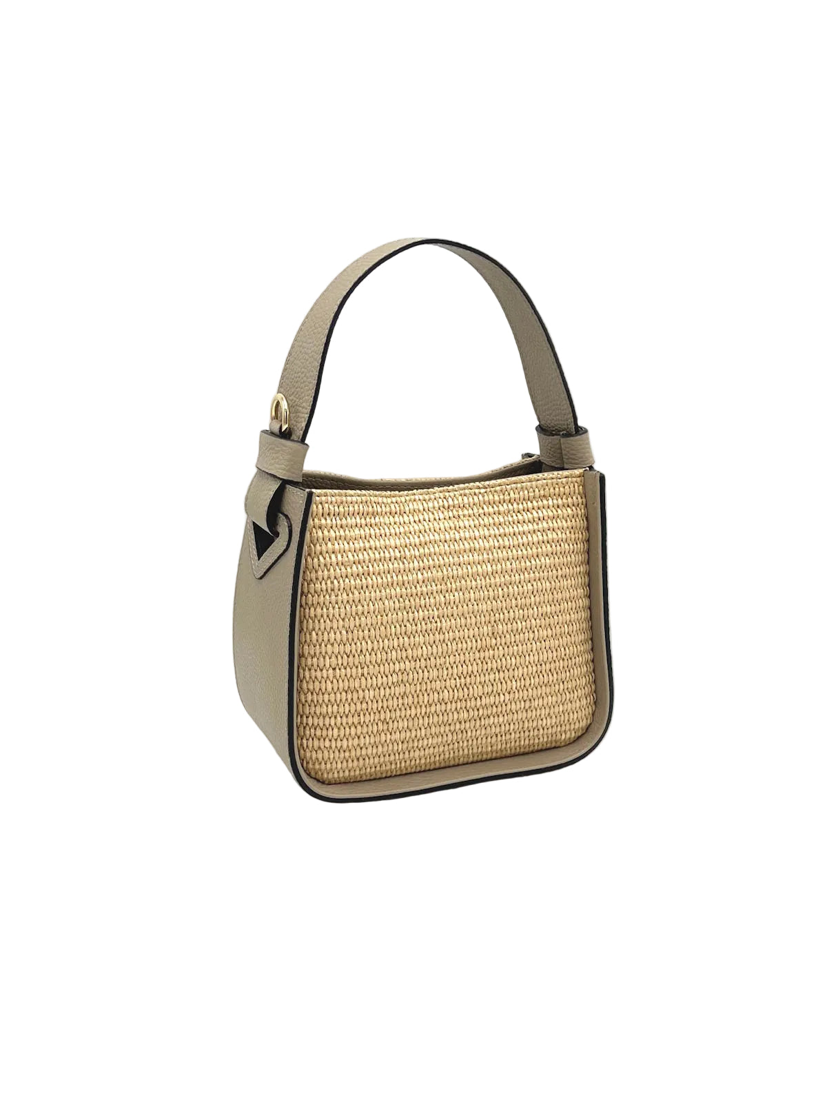 Summer Collection, Small Leather and Straw Shoulder bag, Made in Italy, art. 112563New