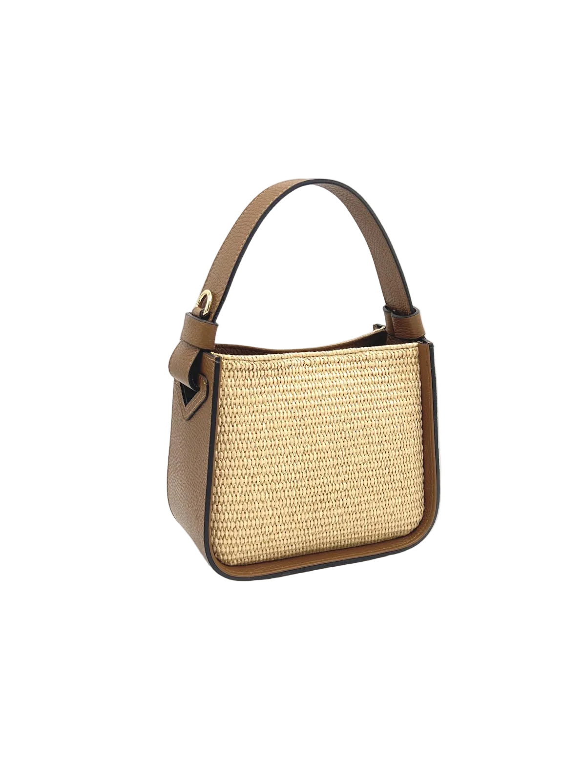 Summer Collection, Small Leather and Straw Shoulder bag, Made in Italy, art. 112563New