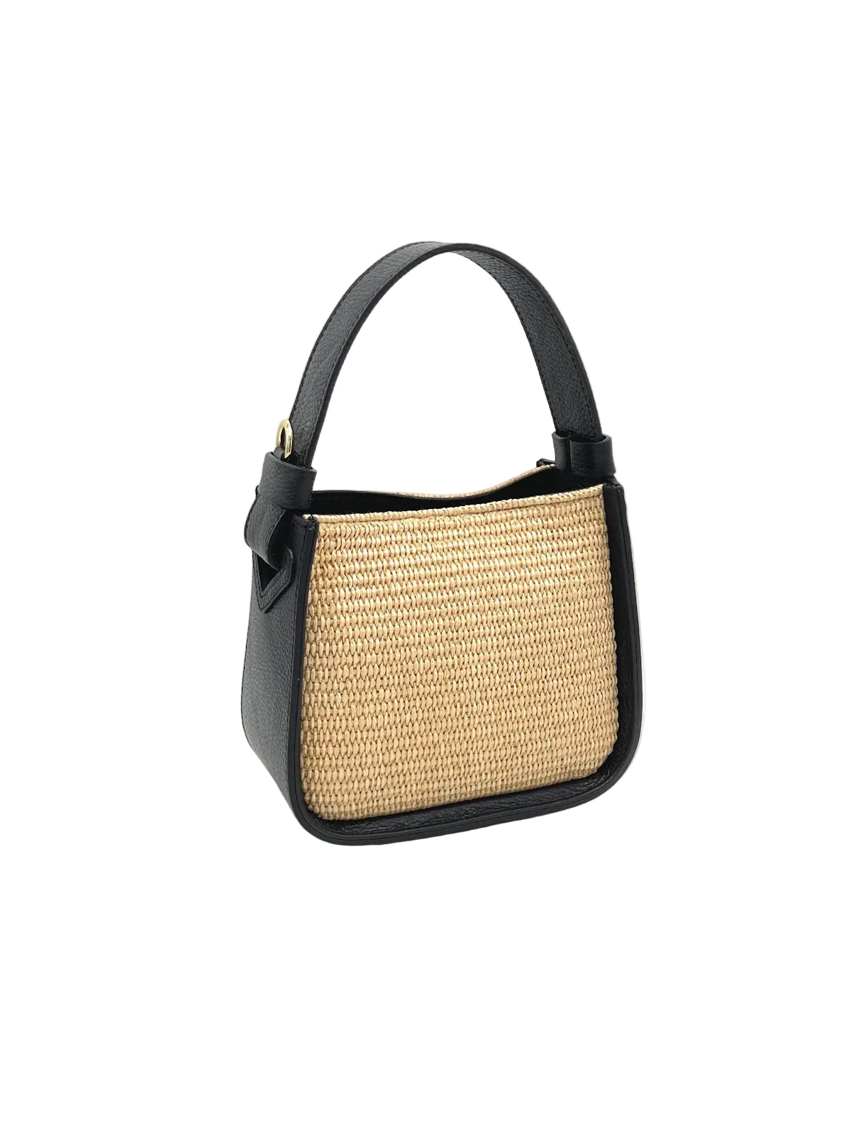 Summer Collection, Small Leather and Straw Shoulder bag, Made in Italy, art. 112563New