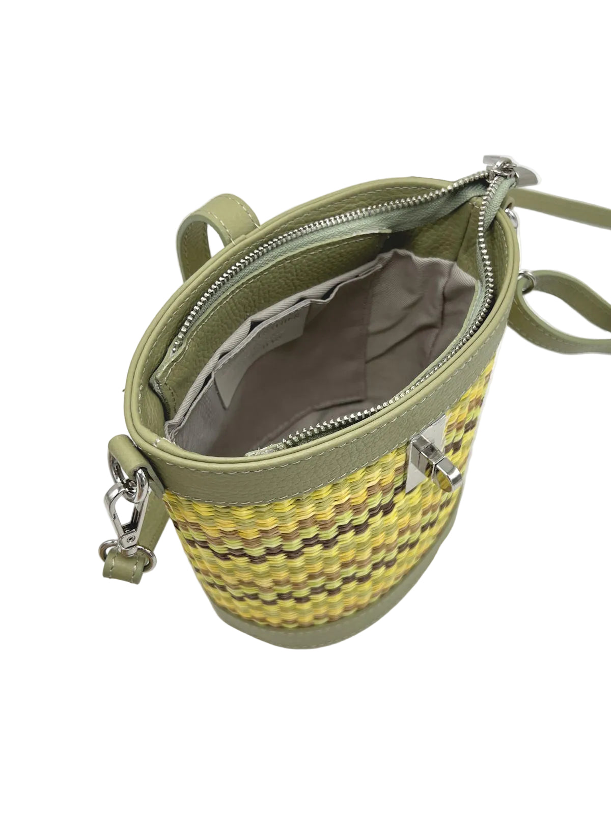 Summer Collection, Genuine Leather and Raffia Straw Shoulder Bag, Made in Italy, art. 112728