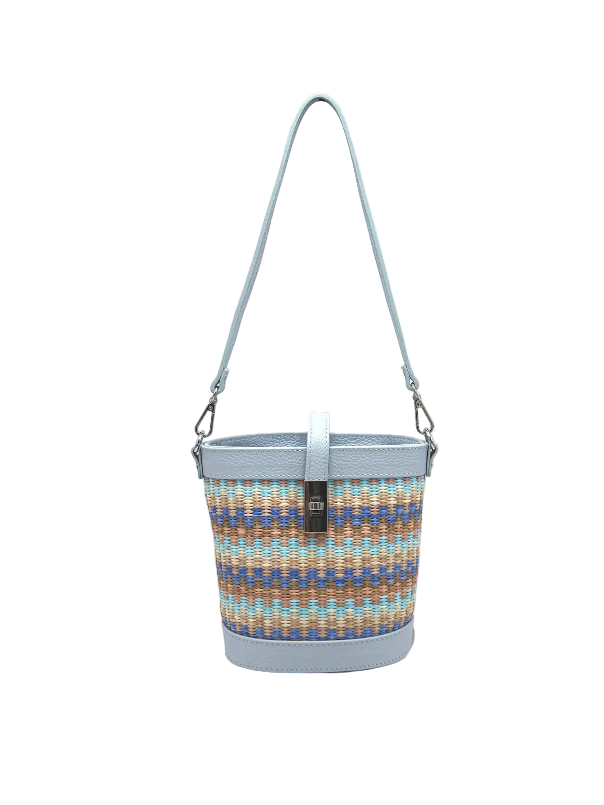 Summer Collection, Genuine Leather and Raffia Straw Shoulder Bag, Made in Italy, art. 112728