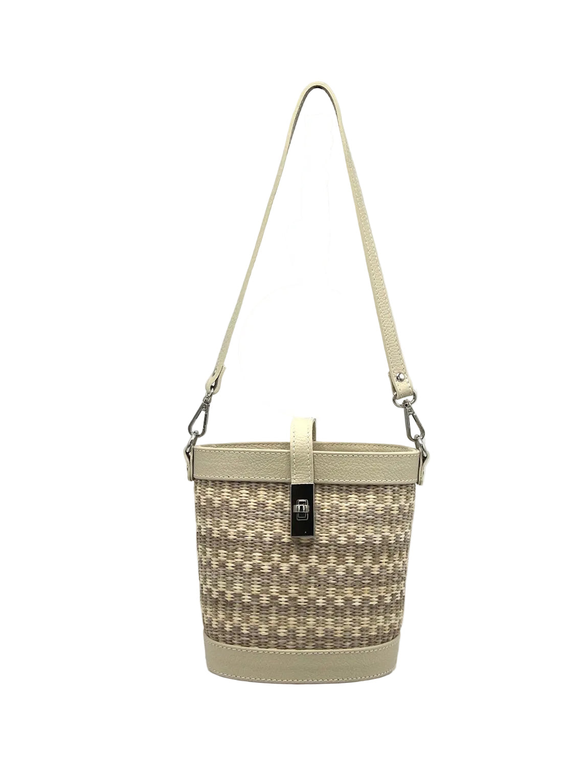 Summer Collection, Genuine Leather and Raffia Straw Shoulder Bag, Made in Italy, art. 112728