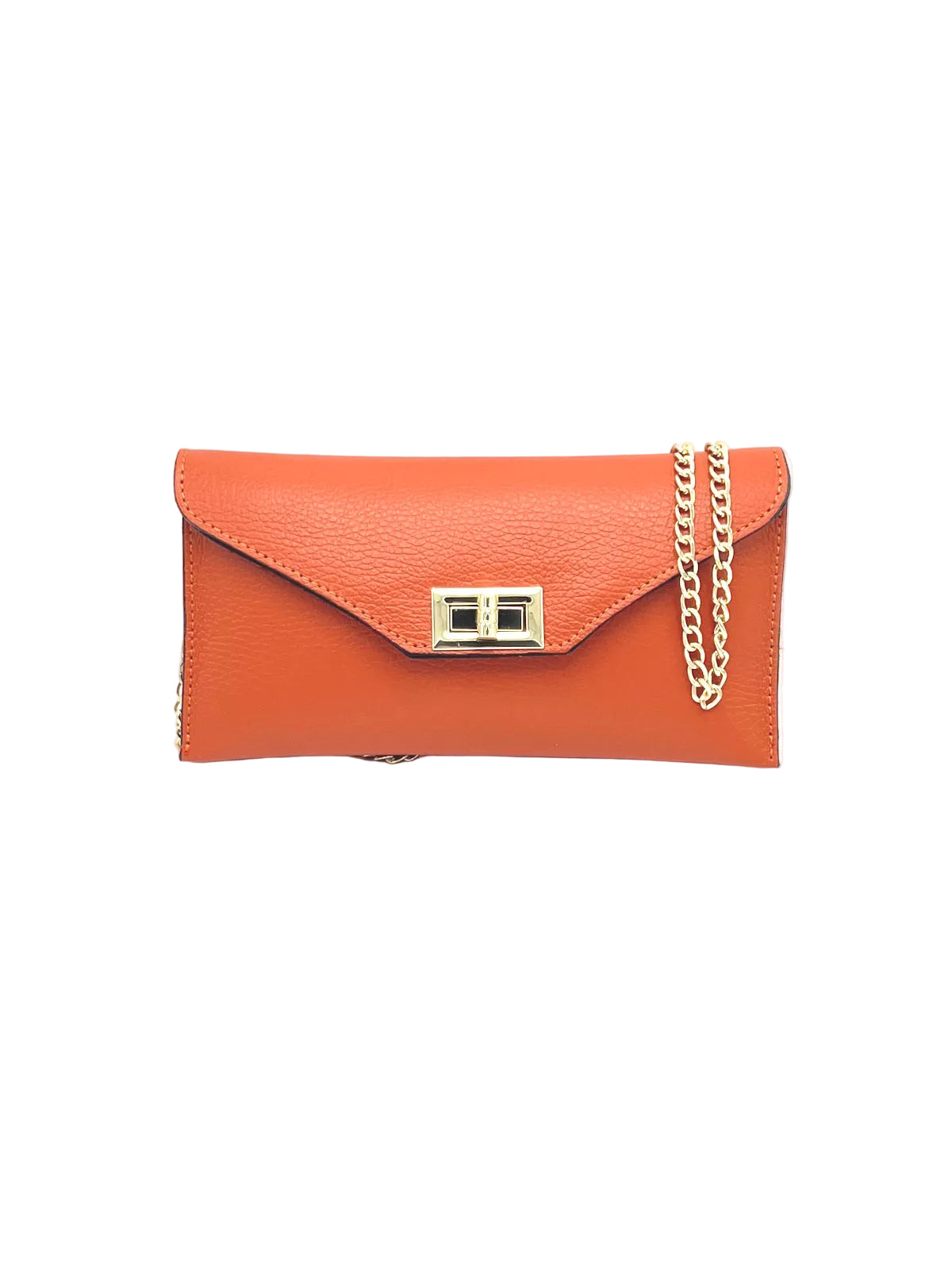 Genuine Leather Convertible Clutch with Crossbody Chain, Made in Italy, art. 112734