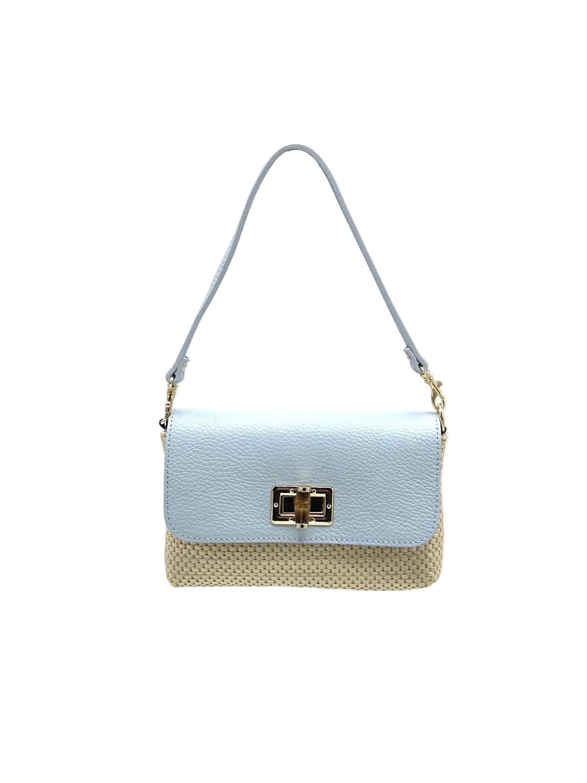 Summer collection, Genuine Leather and Straw Mini Handbag with Chian, Made in Italy, art. 112721