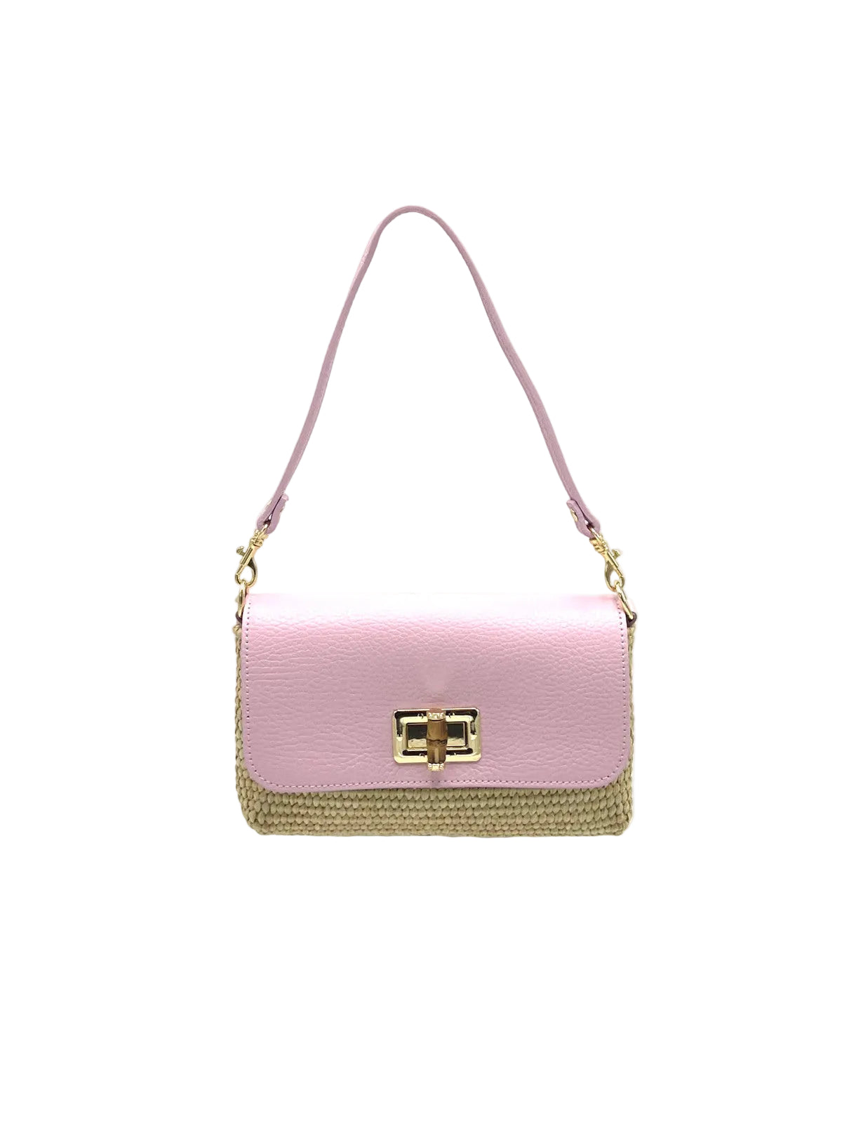 Summer collection, Genuine Leather and Straw Mini Handbag with Chian, Made in Italy, art. 112721