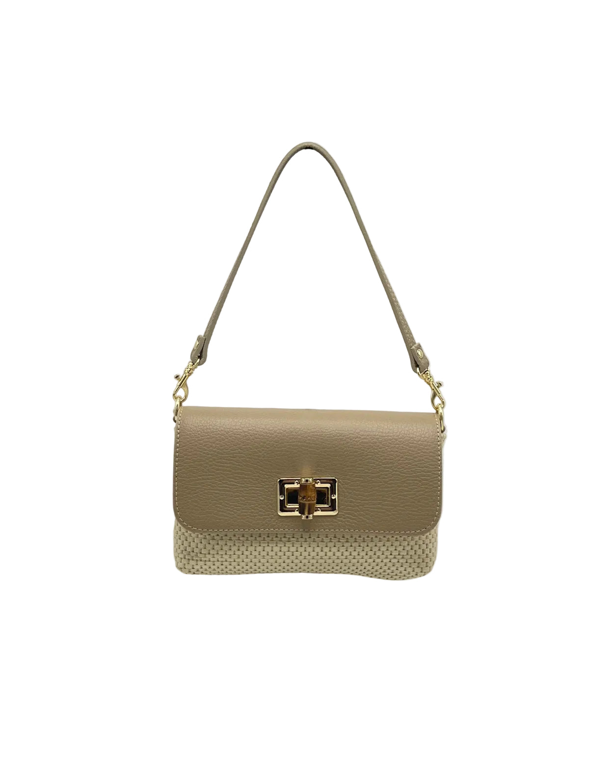 Summer collection, Genuine Leather and Straw Mini Handbag with Chian, Made in Italy, art. 112721