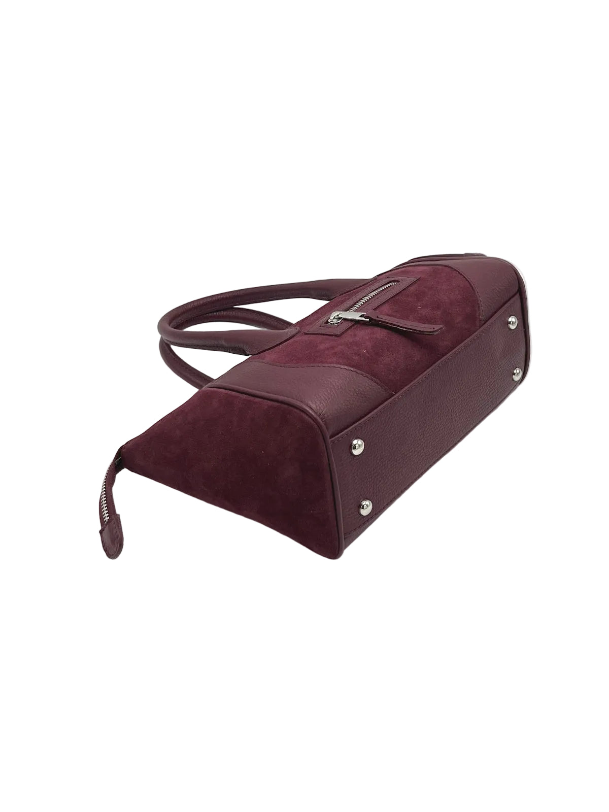 Suede and Genuine Leather Handbag with Detachable Strap, Made in Italy, art. 112743