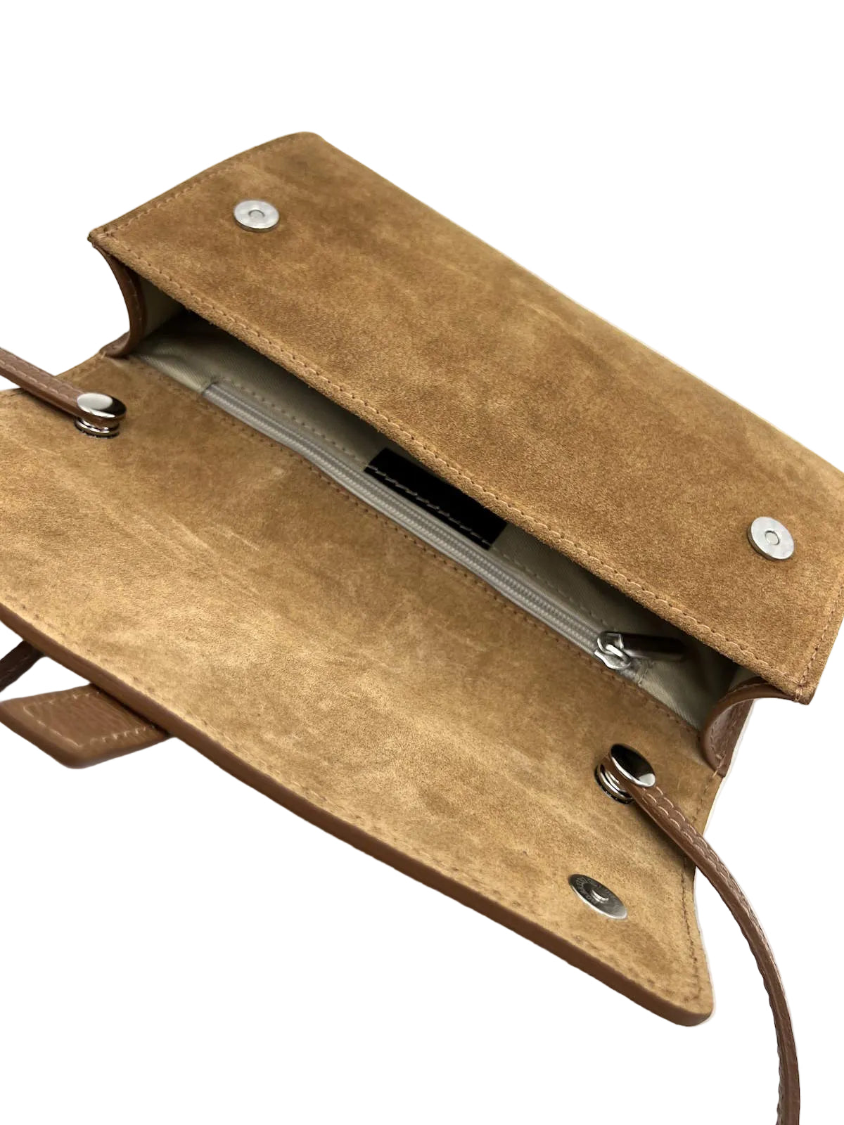 Suede and Leather Flap Clutch with Detachable Strap, Made in Italy, art. 112741