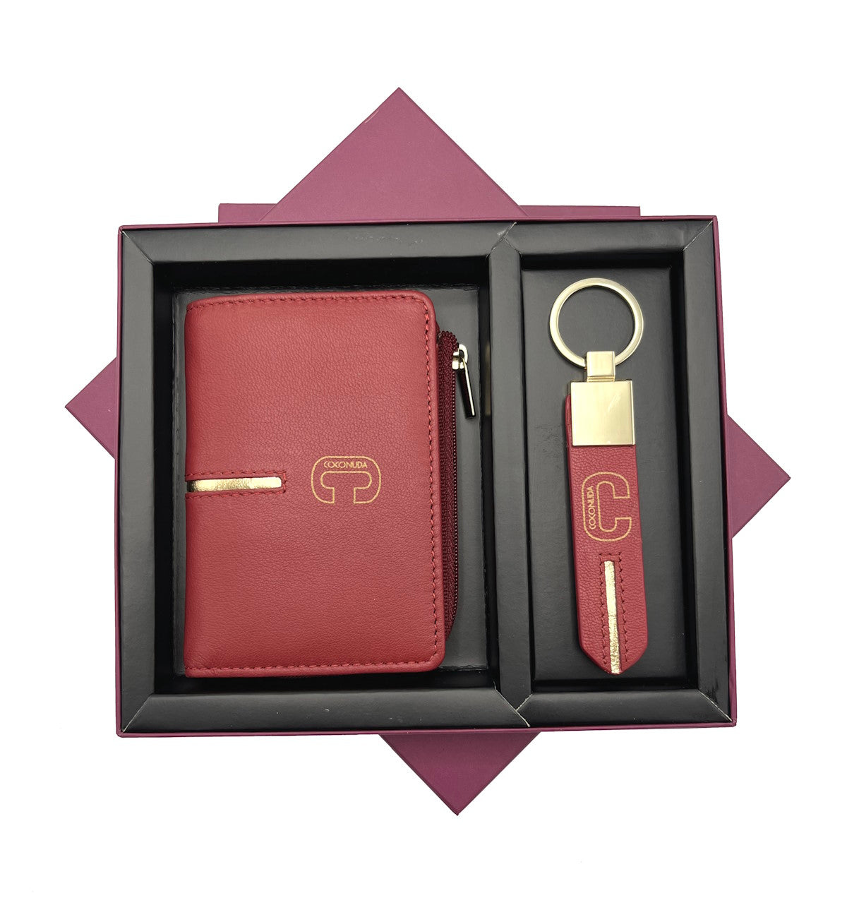 Set of leather wallet and keychain, Coconuda gift box, art. PDK343-77