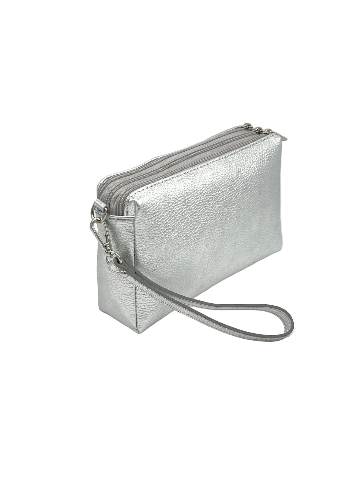Women's Genuine Leather Triple Compartment Shoulder Bag with Wrist Strap, art. 112135LA