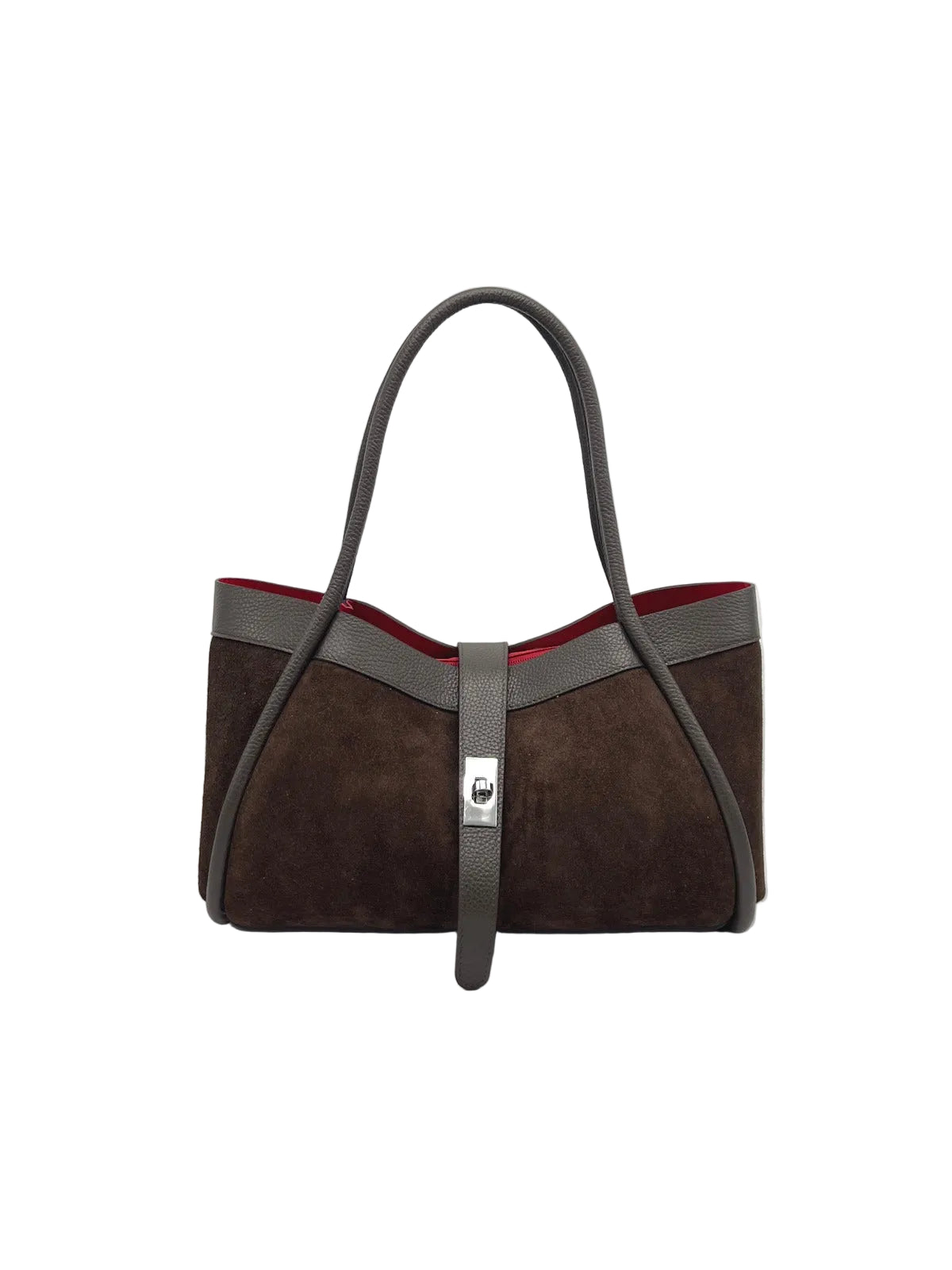Genuine Leather and Suede Handbag with Crossbody Strap, Made in Italy, art. 112752