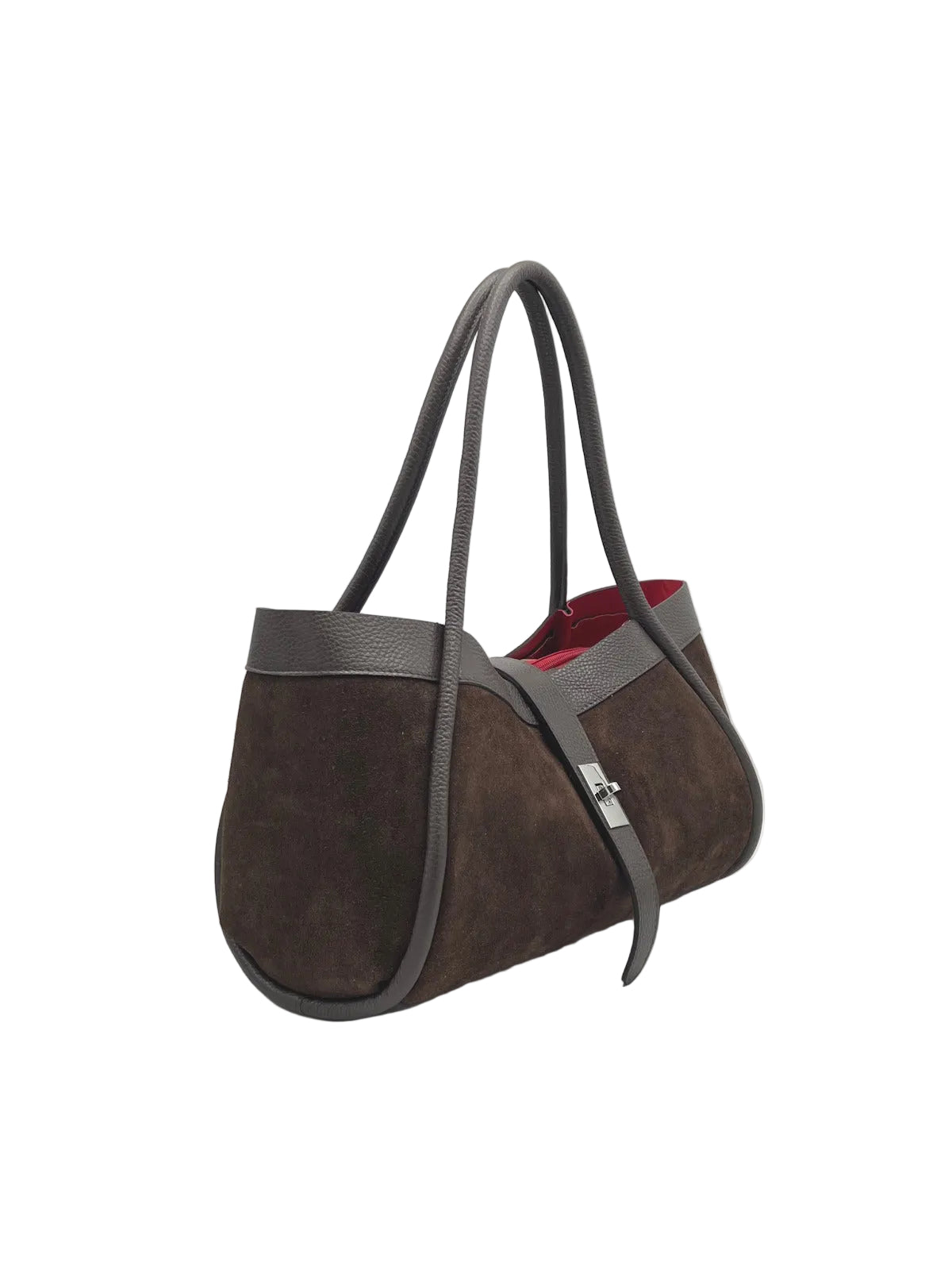 Genuine Leather and Suede Handbag with Crossbody Strap, Made in Italy, art. 112752