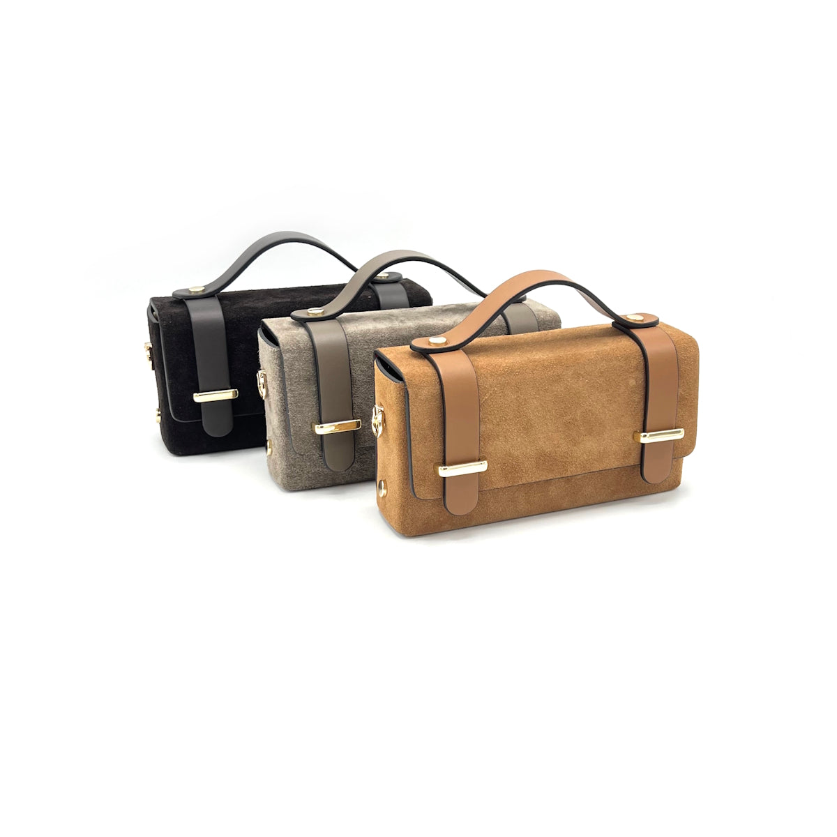 Suede leather mini clutch bag with chain, Made in Italy, art. 112629