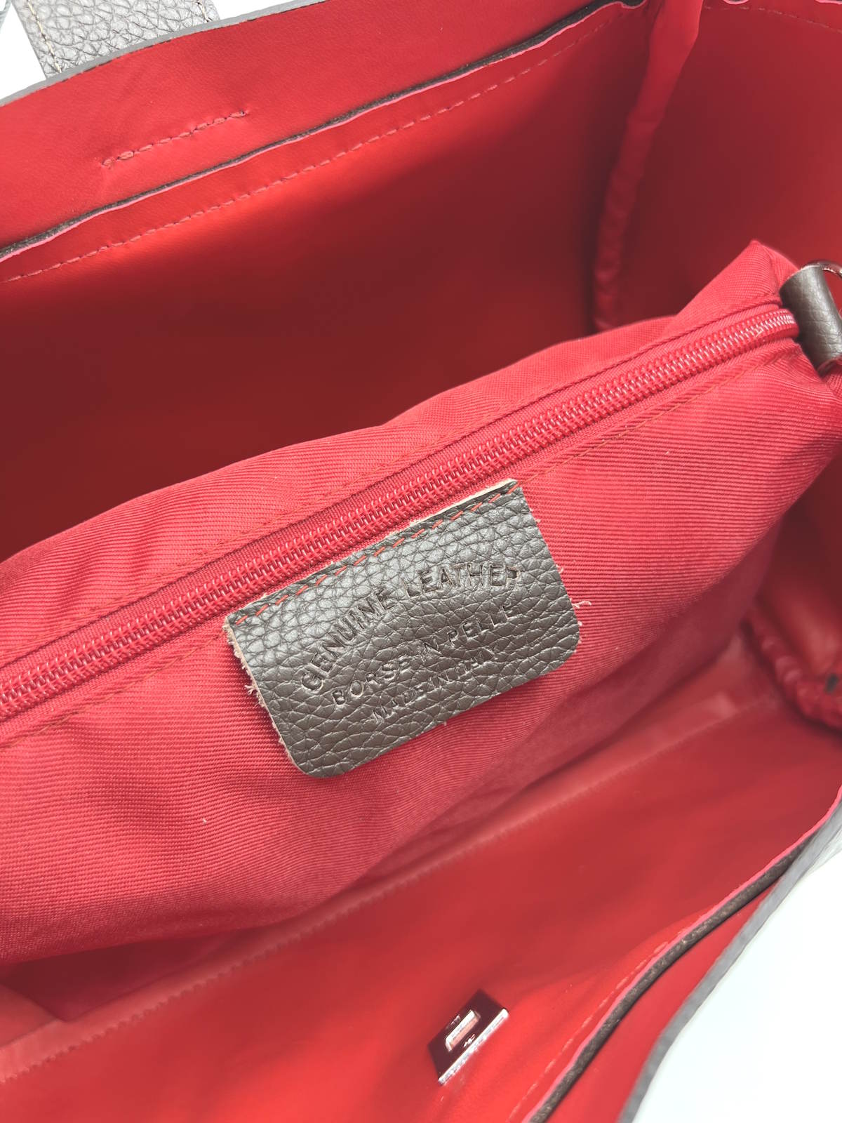 Genuine Leather and Suede Handbag with Crossbody Strap, Made in Italy, art. 112752