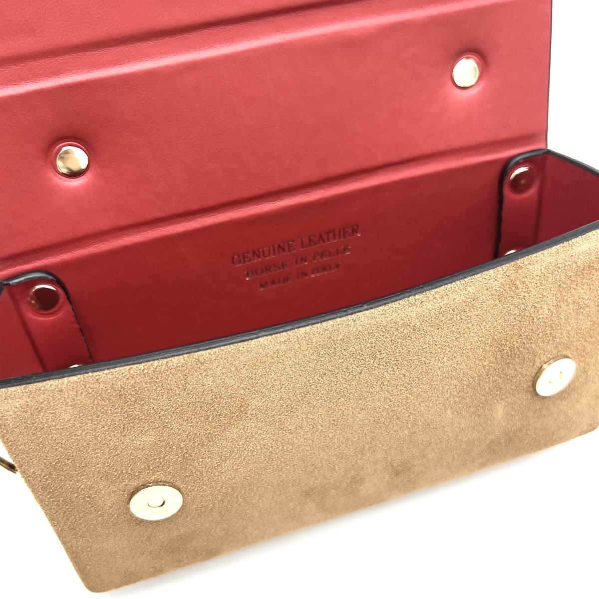 Suede leather mini clutch bag with chain, Made in Italy, art. 112629