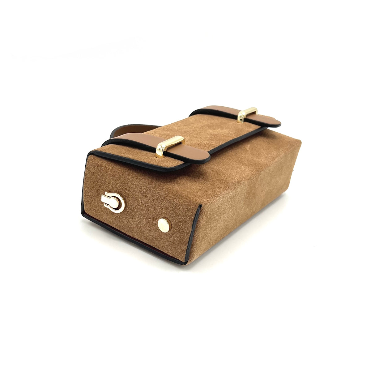 Suede leather mini clutch bag with chain, Made in Italy, art. 112629