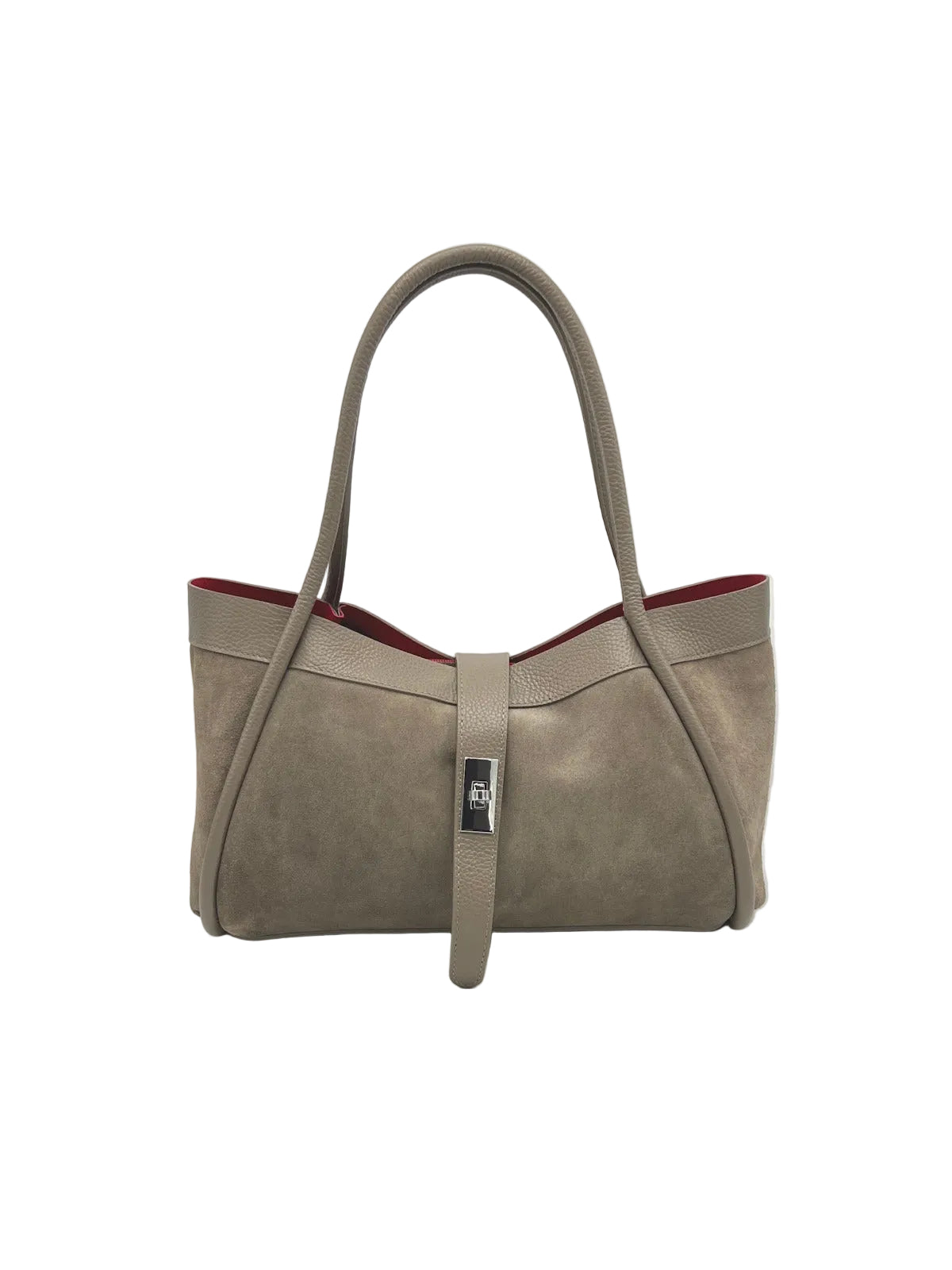 Genuine Leather and Suede Handbag with Crossbody Strap, Made in Italy, art. 112752