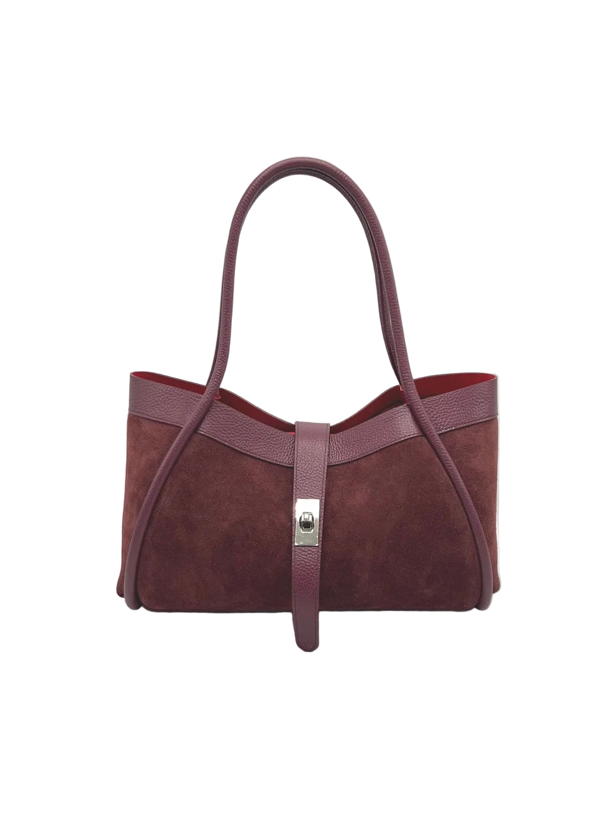 Genuine Leather and Suede Handbag with Crossbody Strap, Made in Italy, art. 112752