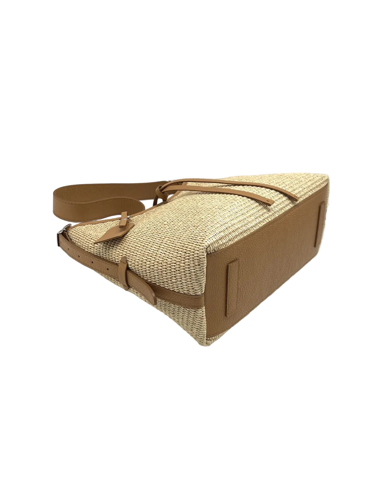 Summer Collection, Genuine Leather and Raffia Shoulder Bag, Made in Italy, art. 112751