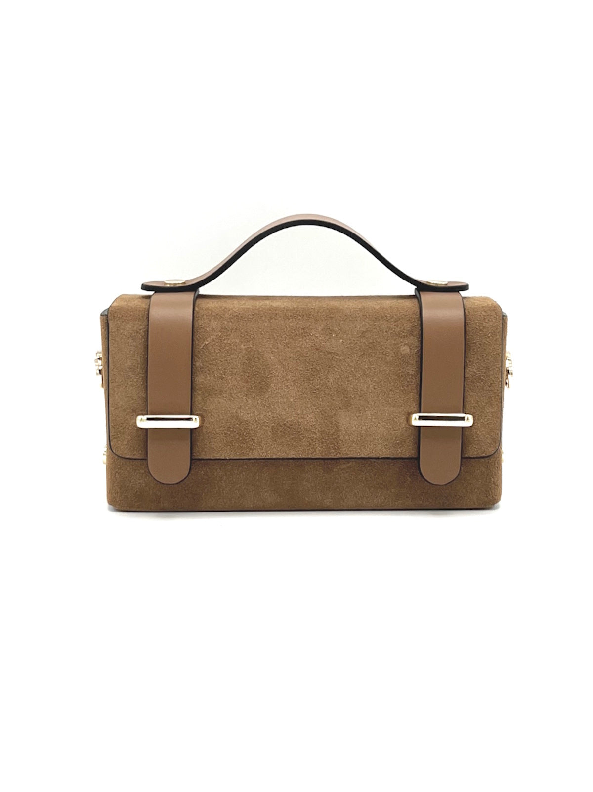 Suede leather mini clutch bag with chain, Made in Italy, art. 112629