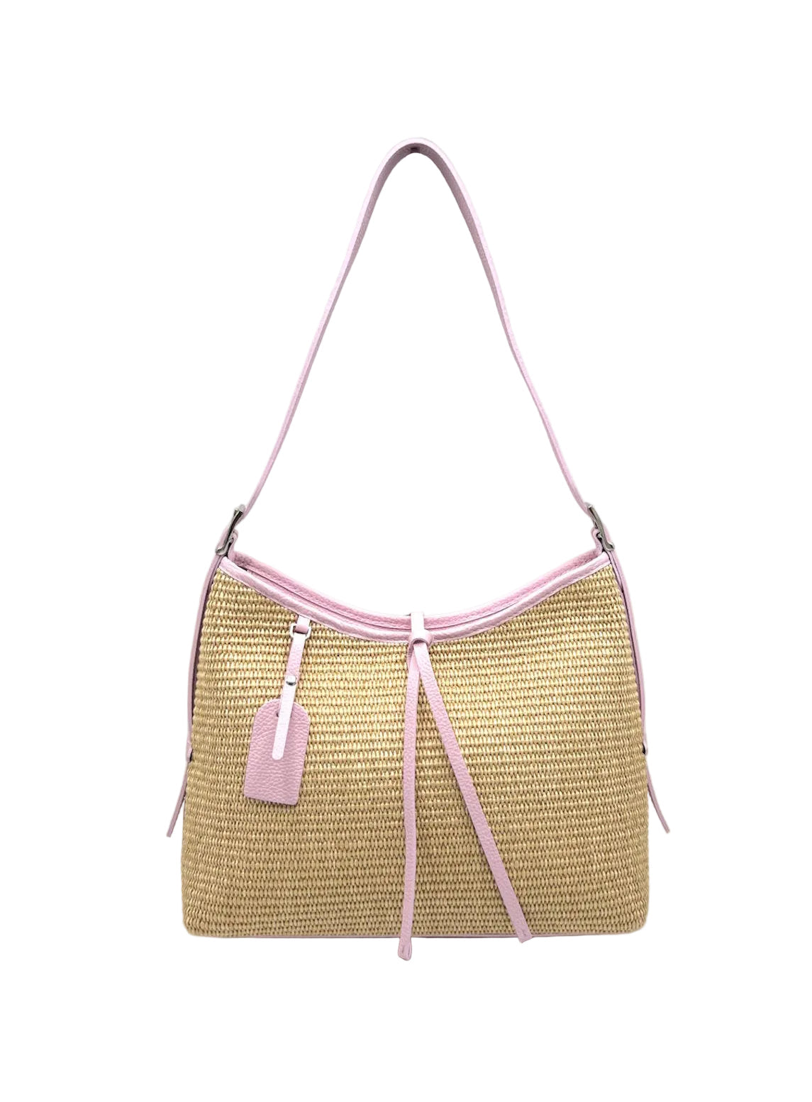 Summer Collection, Genuine Leather and Raffia Shoulder Bag, Made in Italy, art. 112751