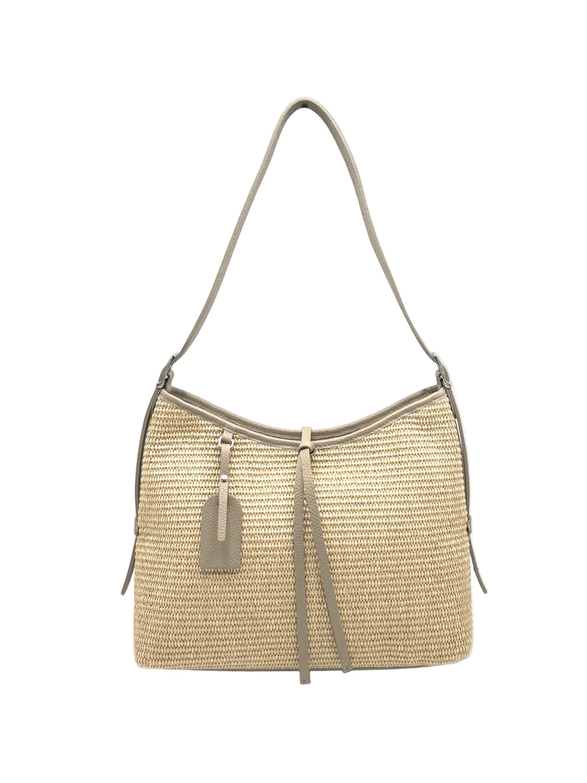 Summer Collection, Genuine Leather and Raffia Shoulder Bag, Made in Italy, art. 112751