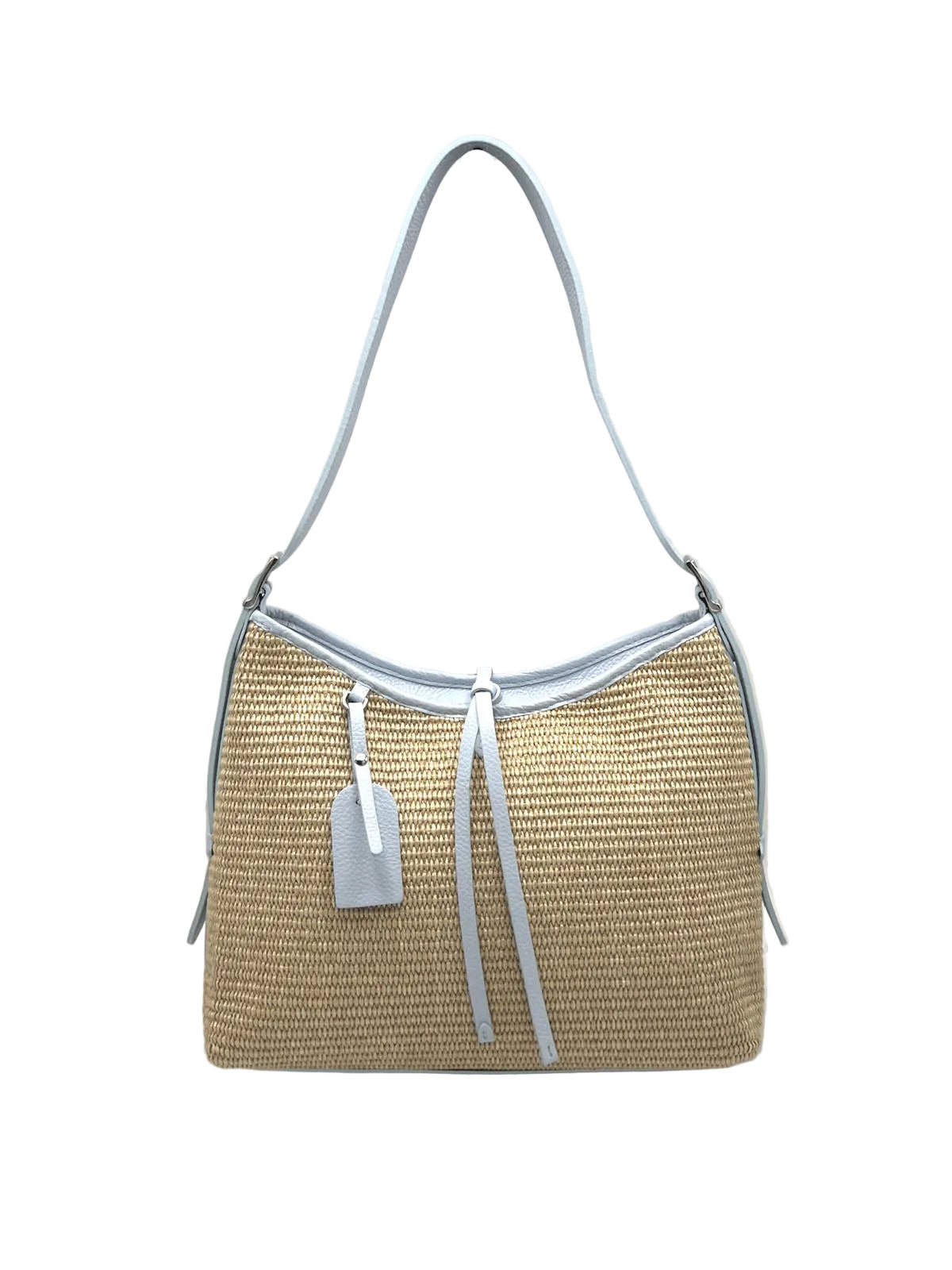 Summer Collection, Genuine Leather and Raffia Shoulder Bag, Made in Italy, art. 112751