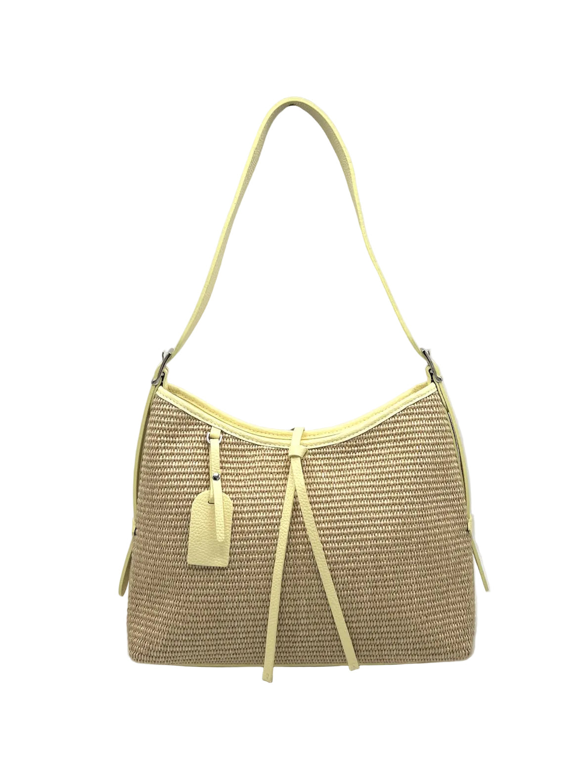 Summer Collection, Genuine Leather and Raffia Shoulder Bag, Made in Italy, art. 112751