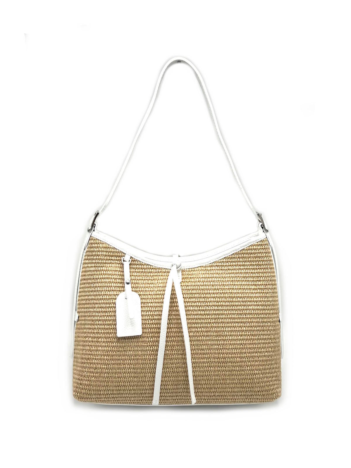 Summer Collection, Genuine Leather and Raffia Shoulder Bag, Made in Italy, art. 112751