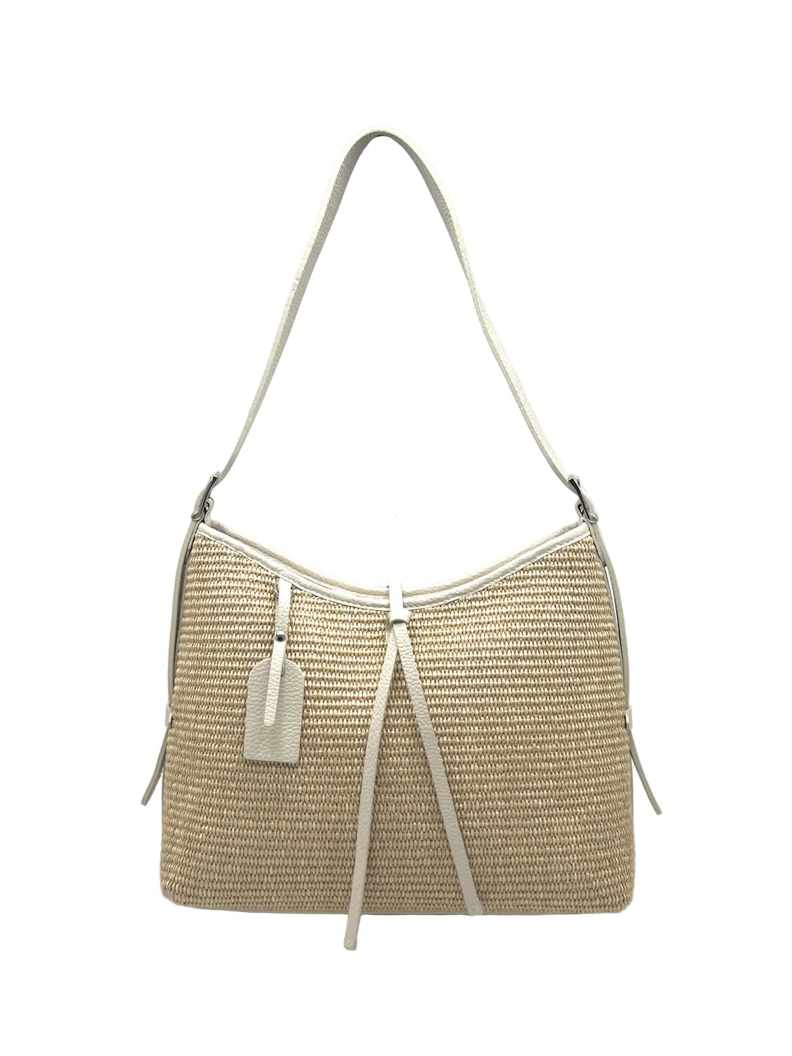Summer Collection, Genuine Leather and Raffia Shoulder Bag, Made in Italy, art. 112751