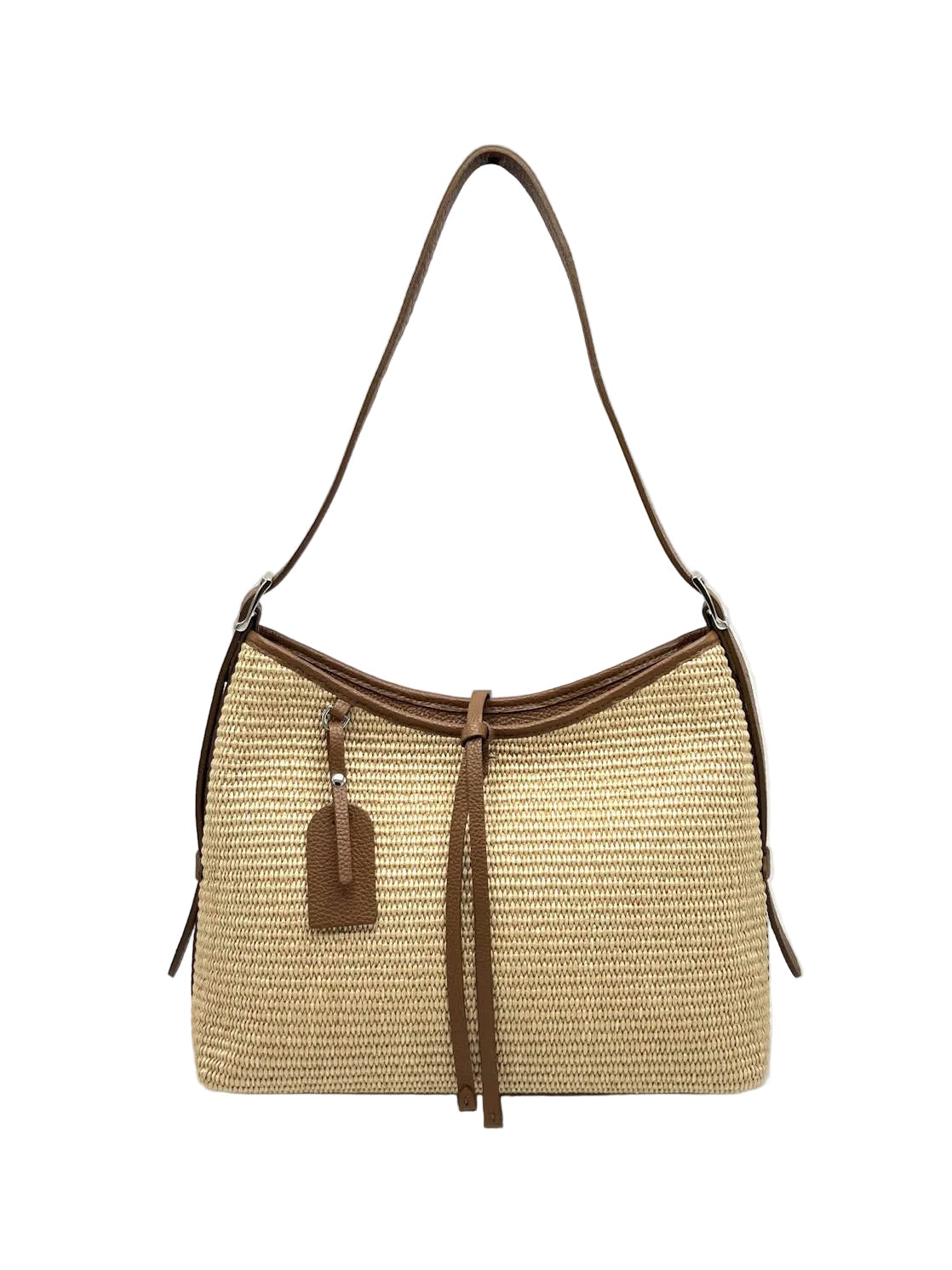 Summer Collection, Genuine Leather and Raffia Shoulder Bag, Made in Italy, art. 112751