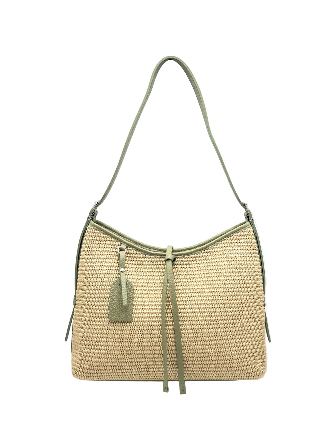 Summer Collection, Genuine Leather and Raffia Shoulder Bag, Made in Italy, art. 112751
