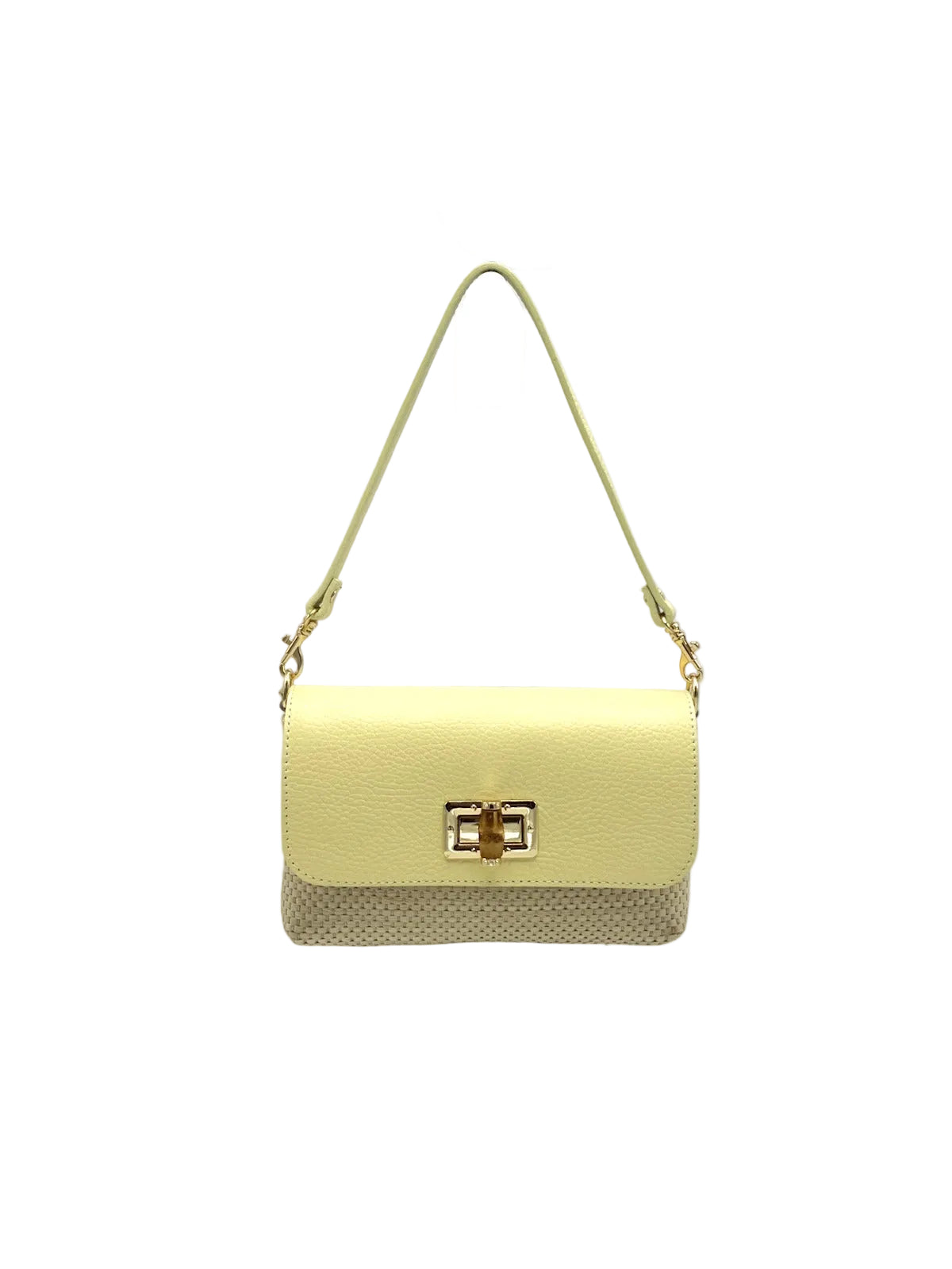 Summer collection, Genuine Leather and Straw Mini Handbag with Chian, Made in Italy, art. 112721