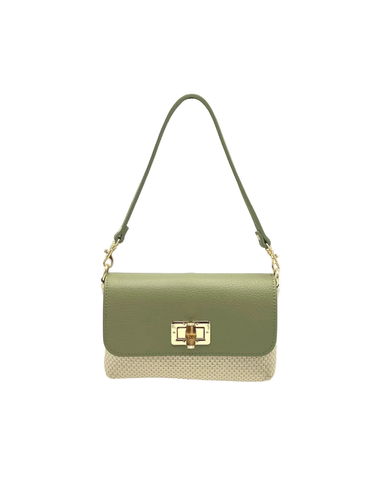Summer collection, Genuine Leather and Straw Mini Handbag with Chian, Made in Italy, art. 112721