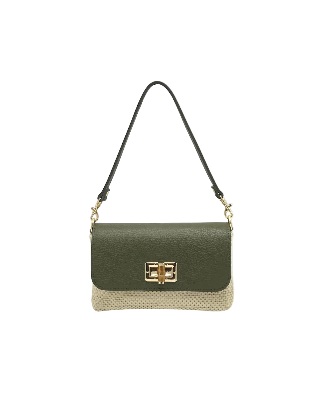 Summer collection, Genuine Leather and Straw Mini Handbag with Chian, Made in Italy, art. 112721
