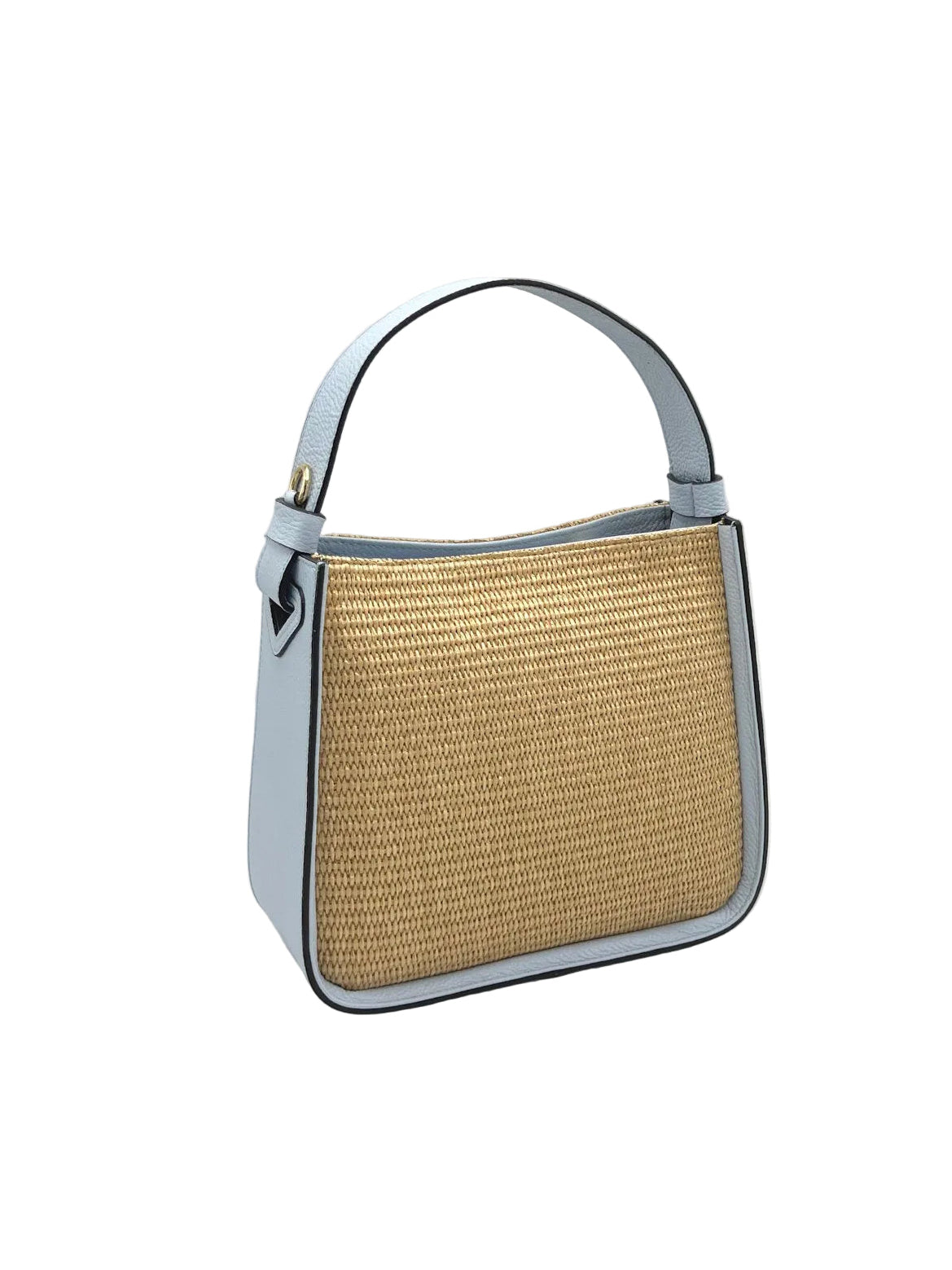 Summer collection, Genuine Leather and Raffia Straw Handbag, Made in Italy, art. 112564New