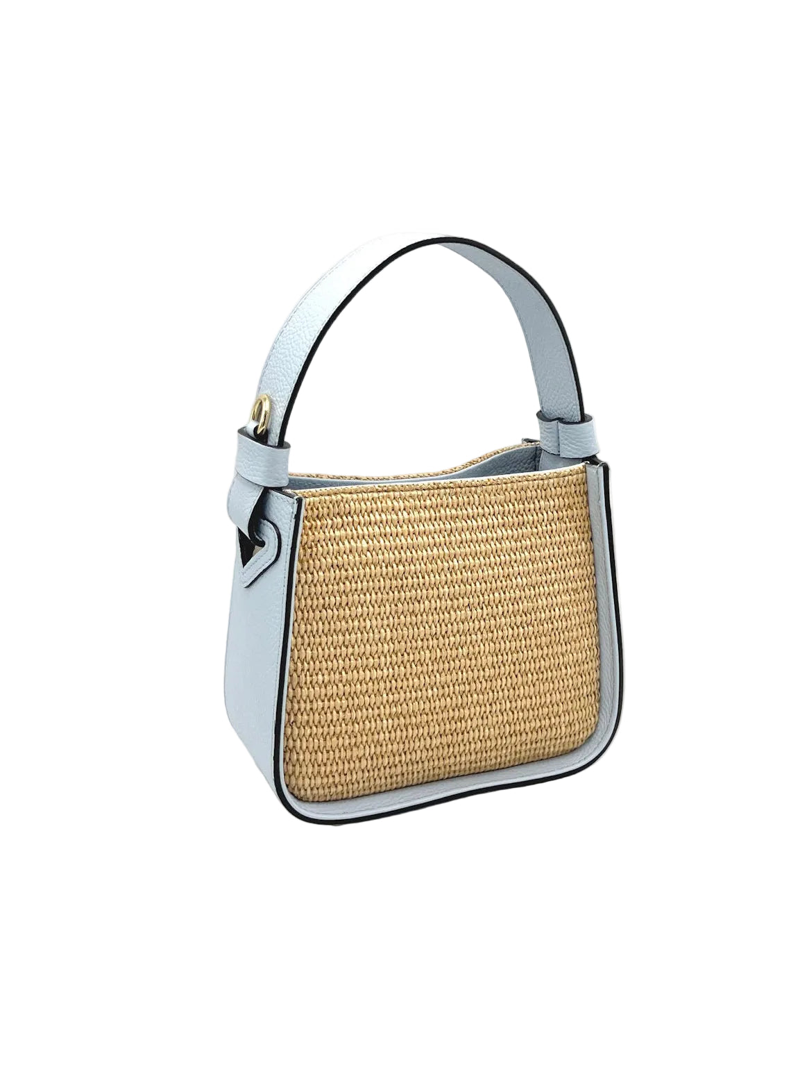 Summer Collection, Small Leather and Straw Shoulder bag, Made in Italy, art. 112563New
