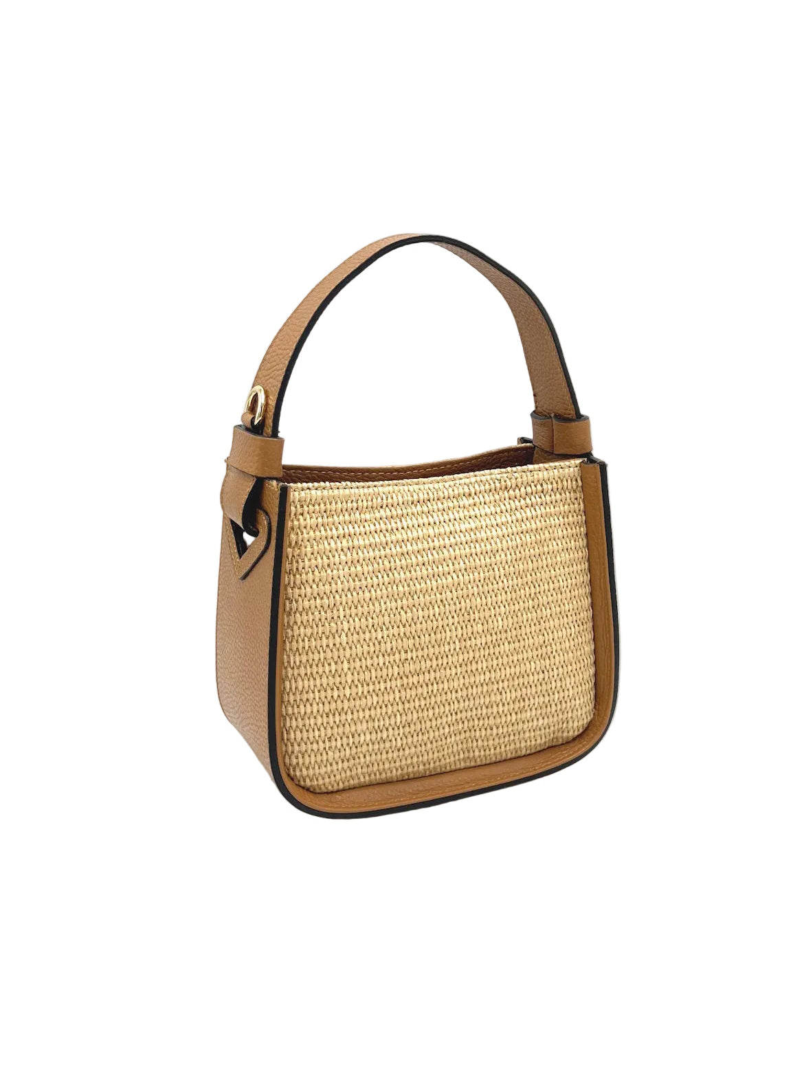 Summer Collection, Small Leather and Straw Shoulder bag, Made in Italy, art. 112563New
