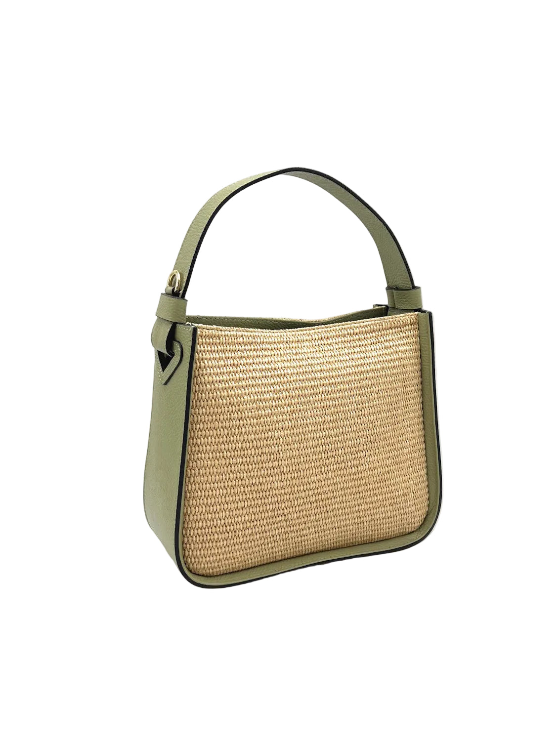 Summer collection, Genuine Leather and Raffia Straw Handbag, Made in Italy, art. 112564New