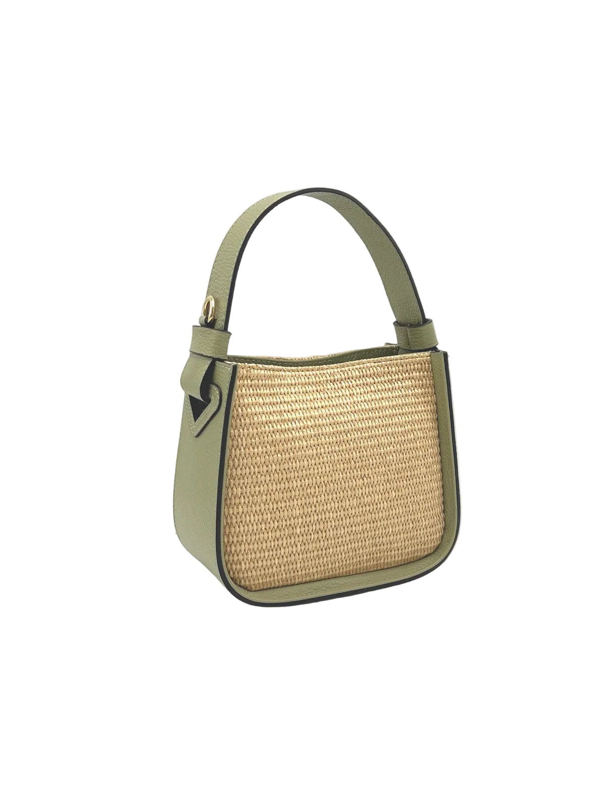 Summer Collection, Small Leather and Straw Shoulder bag, Made in Italy, art. 112563New