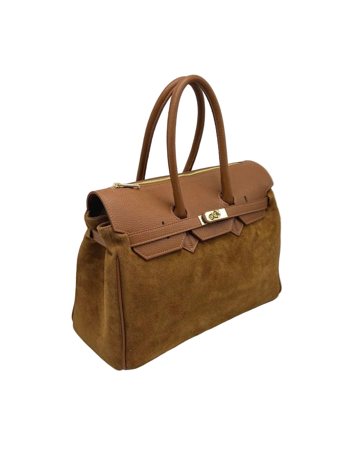 Suede and Genuine Leather Handbag, Big size, Made in Italy, art. 112755