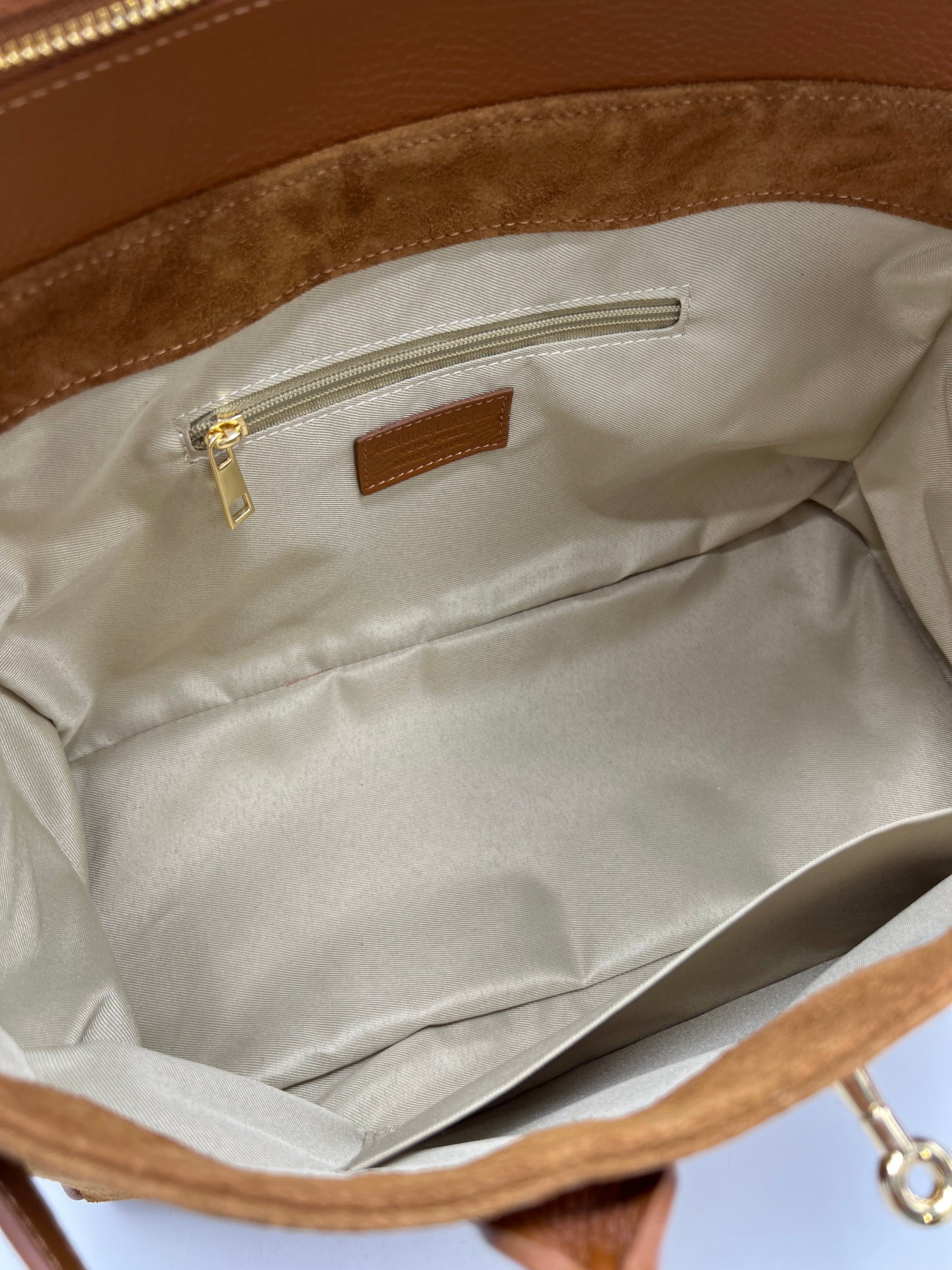 Suede and Genuine Leather Handbag, Big size, Made in Italy, art. 112755